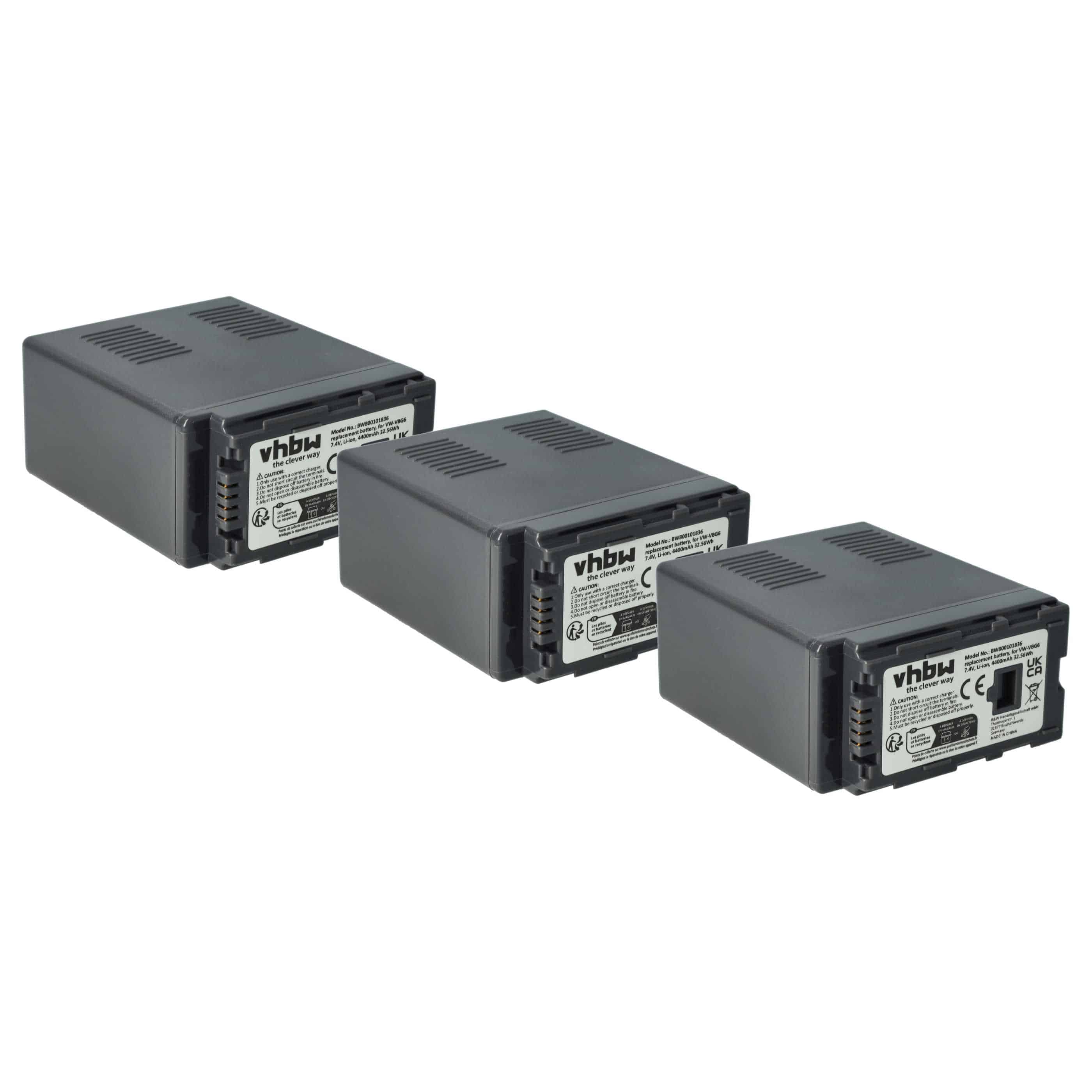 Videocamera 3x Battery replaces Panasonic VW-VBG6 - 4400 mAh 7.4 V Li-Ion