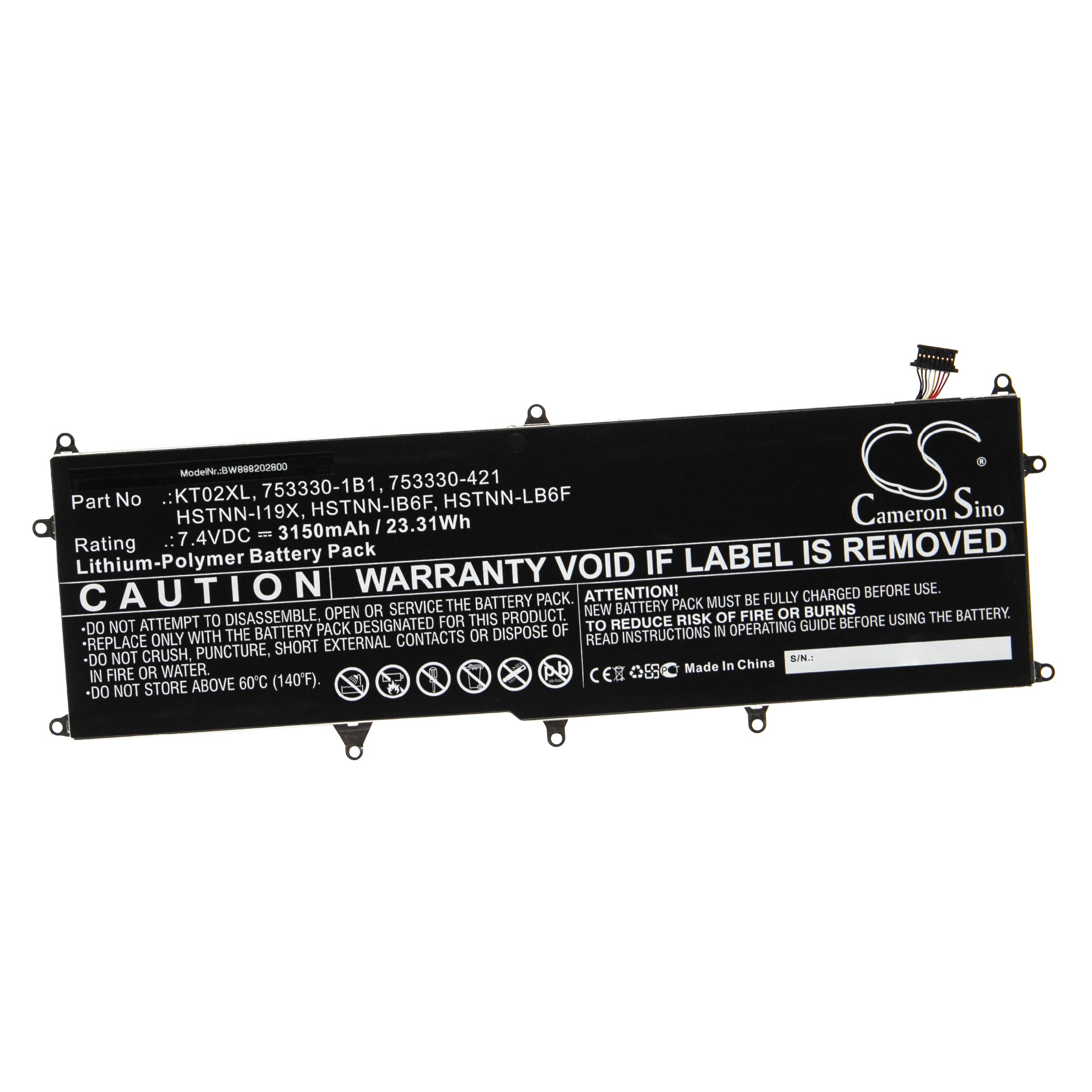 Wireless Keyboard Battery Replacement for HP 753330-1B1, HSTNN-I19X, 753330-421 - 3150mAh 7.4V Li-polymer