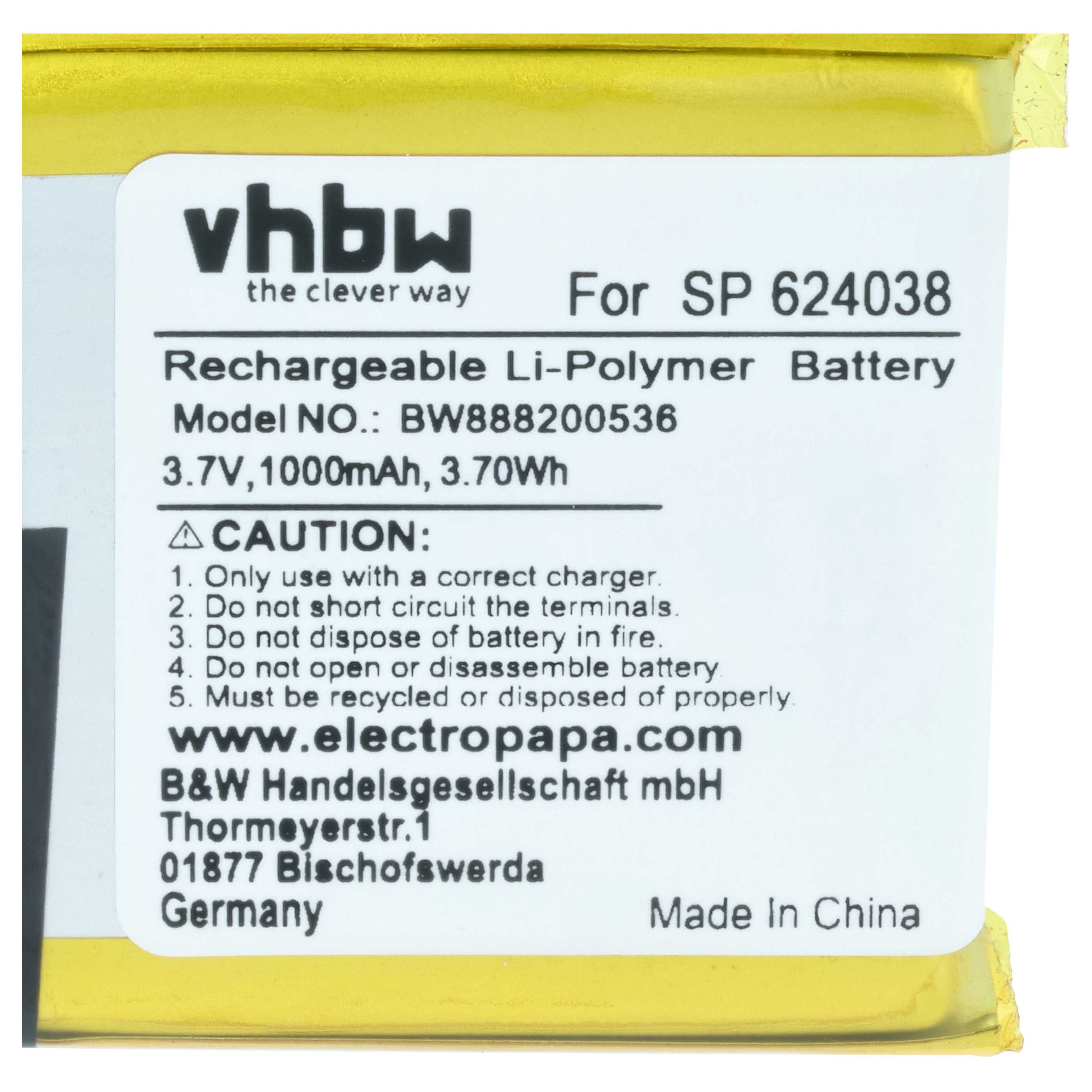 Batteria sostituisce Sony SM-03, LIS1662HNPC, 1588-0911 per auricolari cuffie - 1000mAh 3,7V Li-Poly