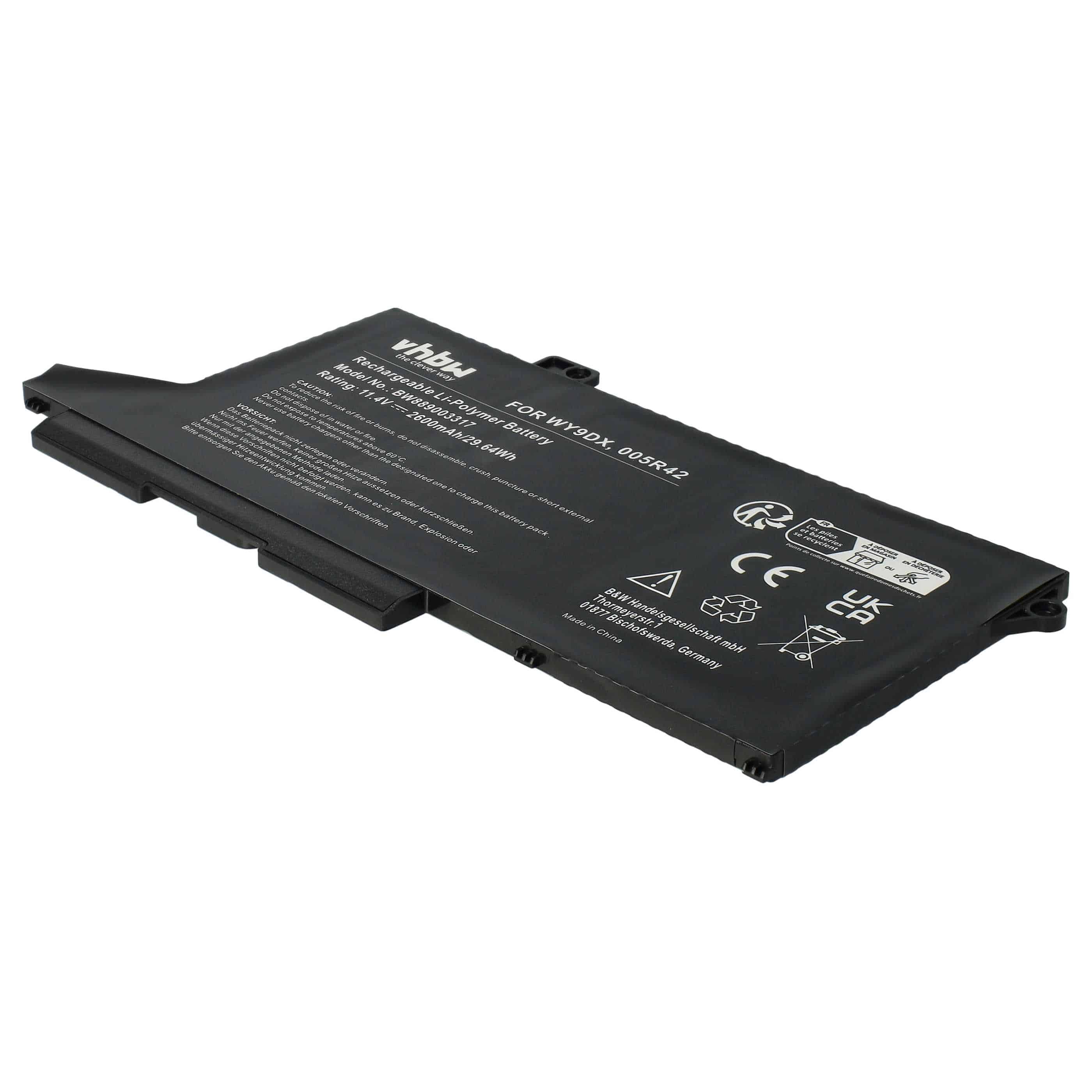 Batteria sostituisce Dell 005R42, WY9DX per notebook Dell - 2600mAh 11,4V Li-Poly