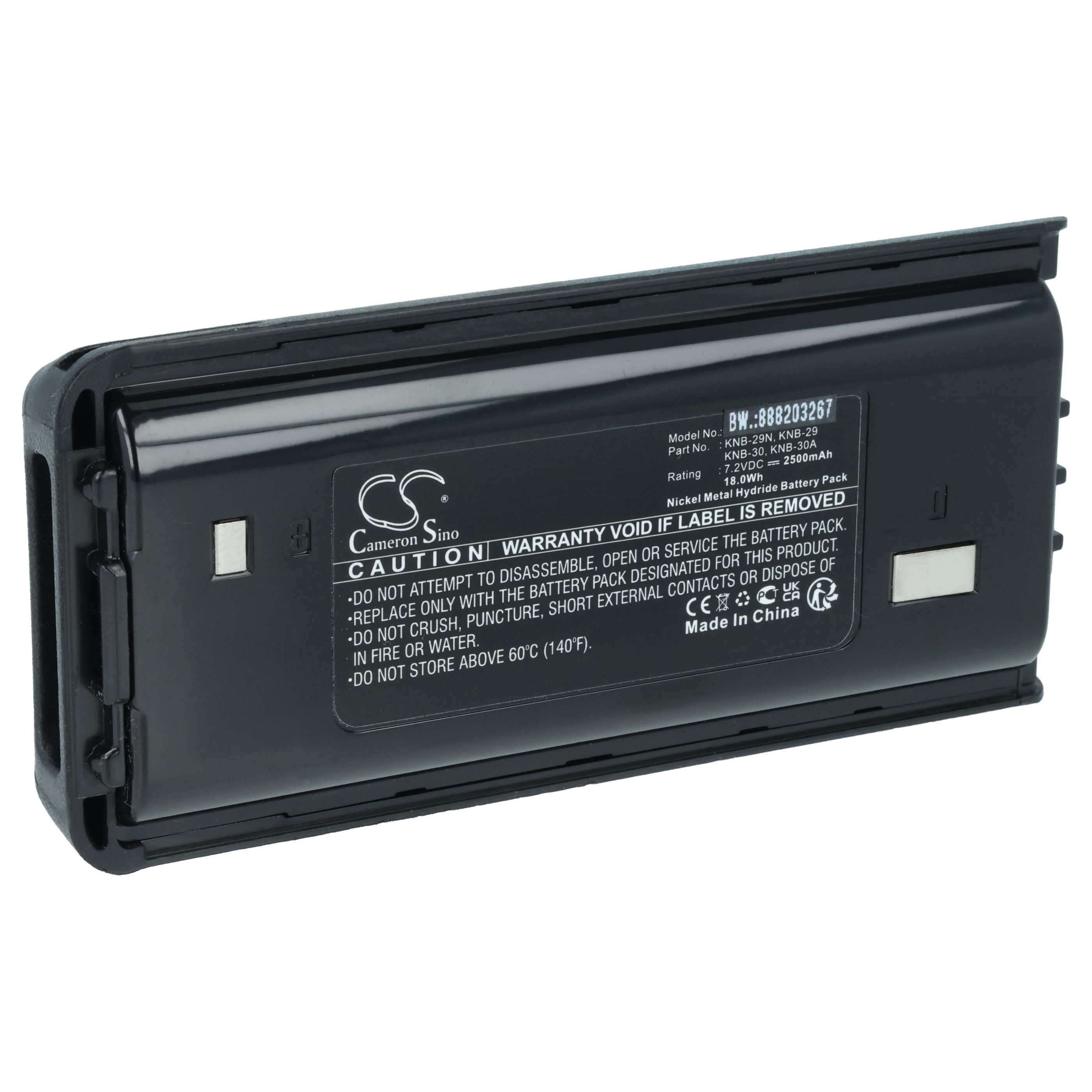 Batteria sostituisce Kenwood KNB-29N, KNB-29, KNB-30A, KNB-30 per dispositivo radio - 2500mAh 7,2V NiMH