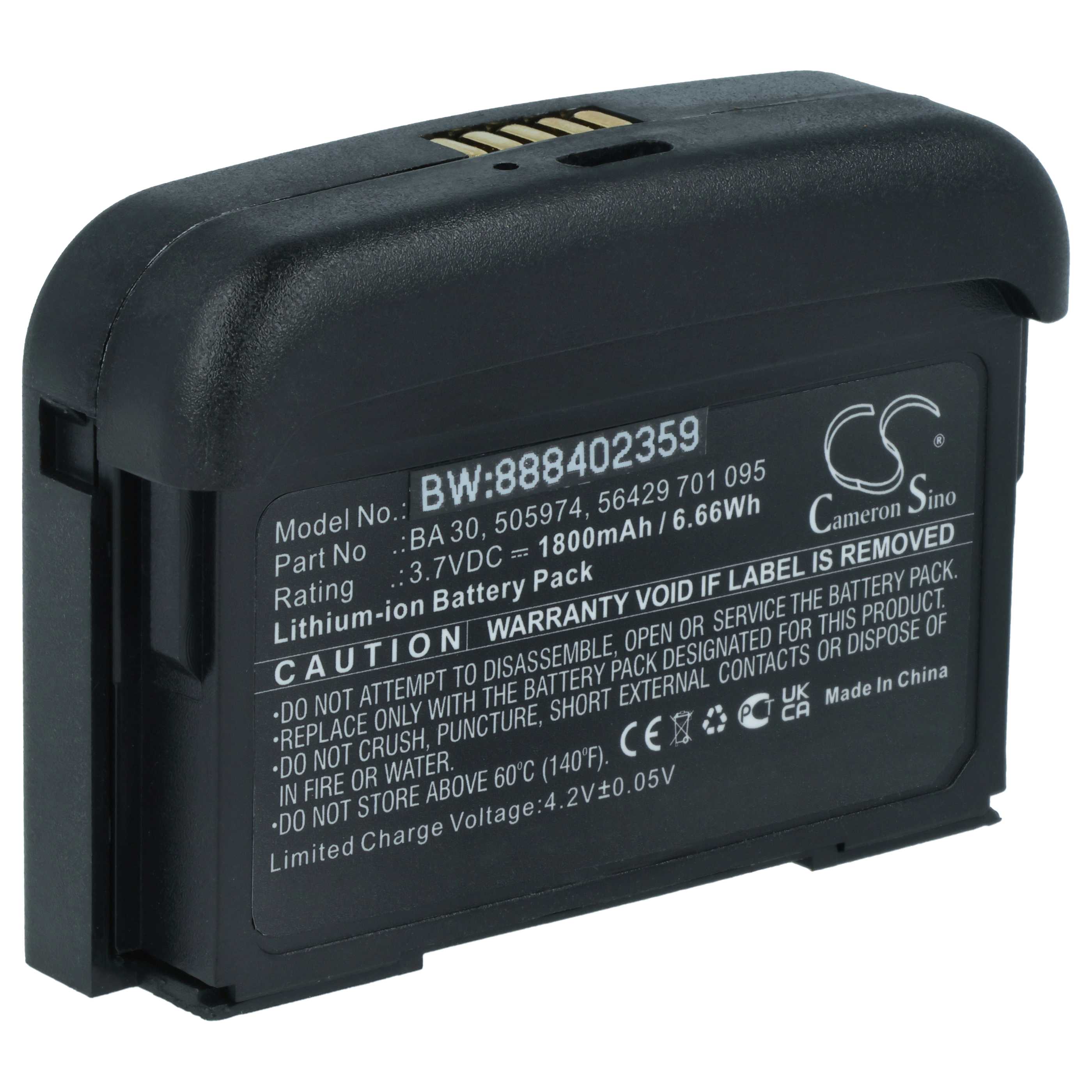 Batterie remplace Sennheiser 505974 pour système radio numérique Sennheiser - 1800mAh 3,7V Li-ion