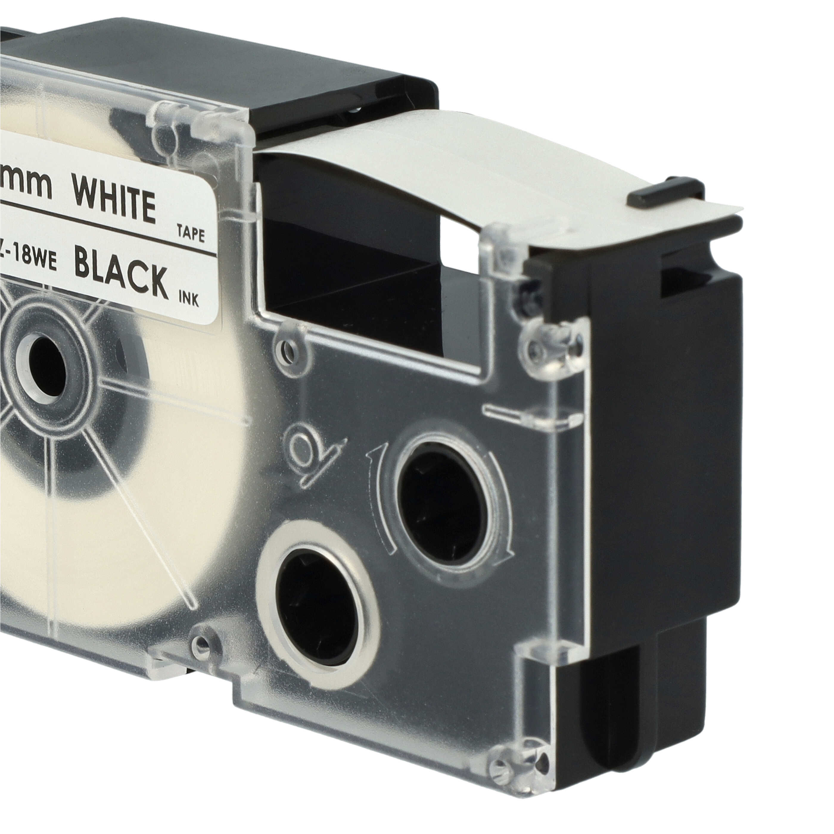 50x Label Tape replaces Casio XR-18WE, XR-18WE1 - 18 mm Black to White