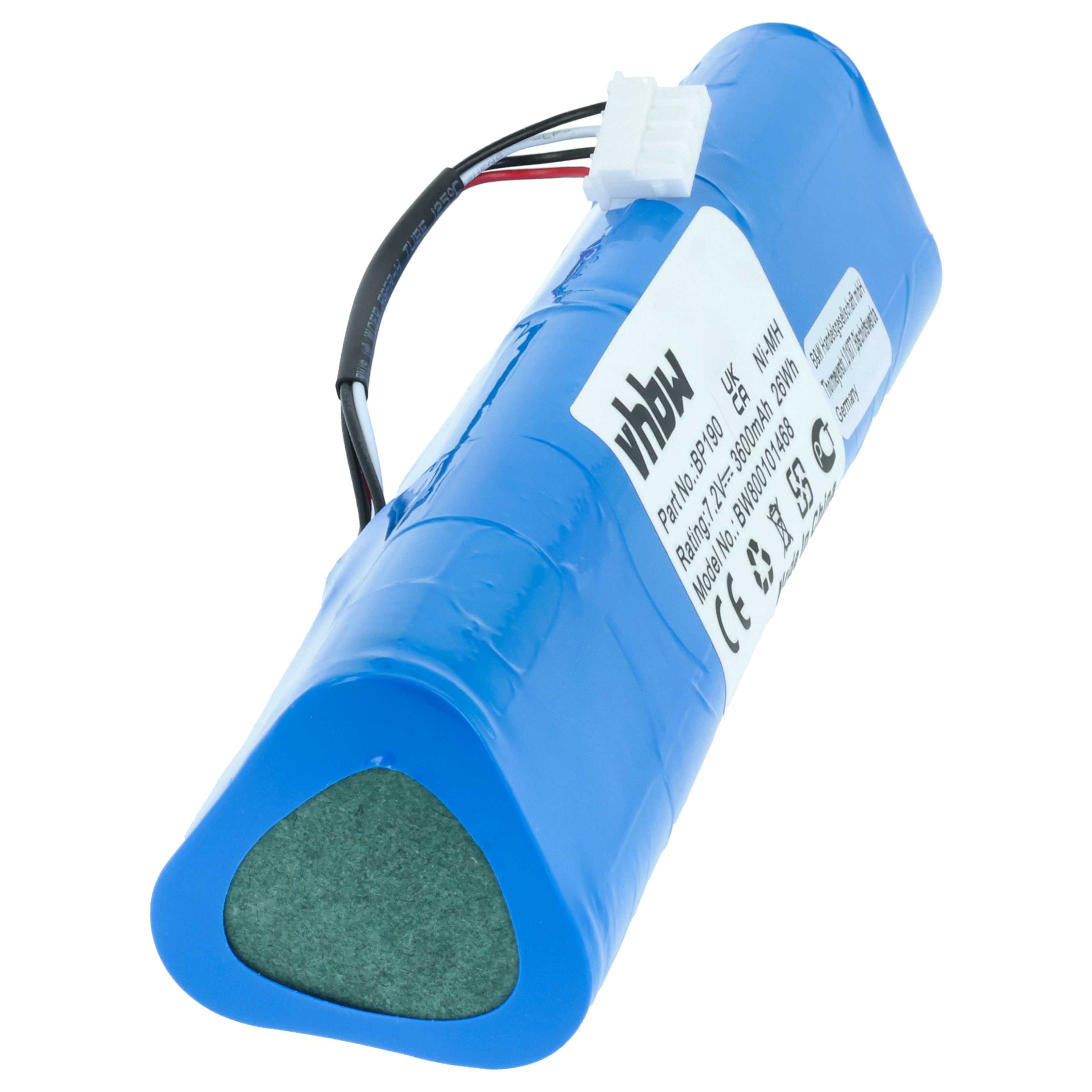 Batería reemplaza Fluke B11432, BP-190, BP190 para dispositivo medición (3600 mAh, 7,2 V, NiMH)