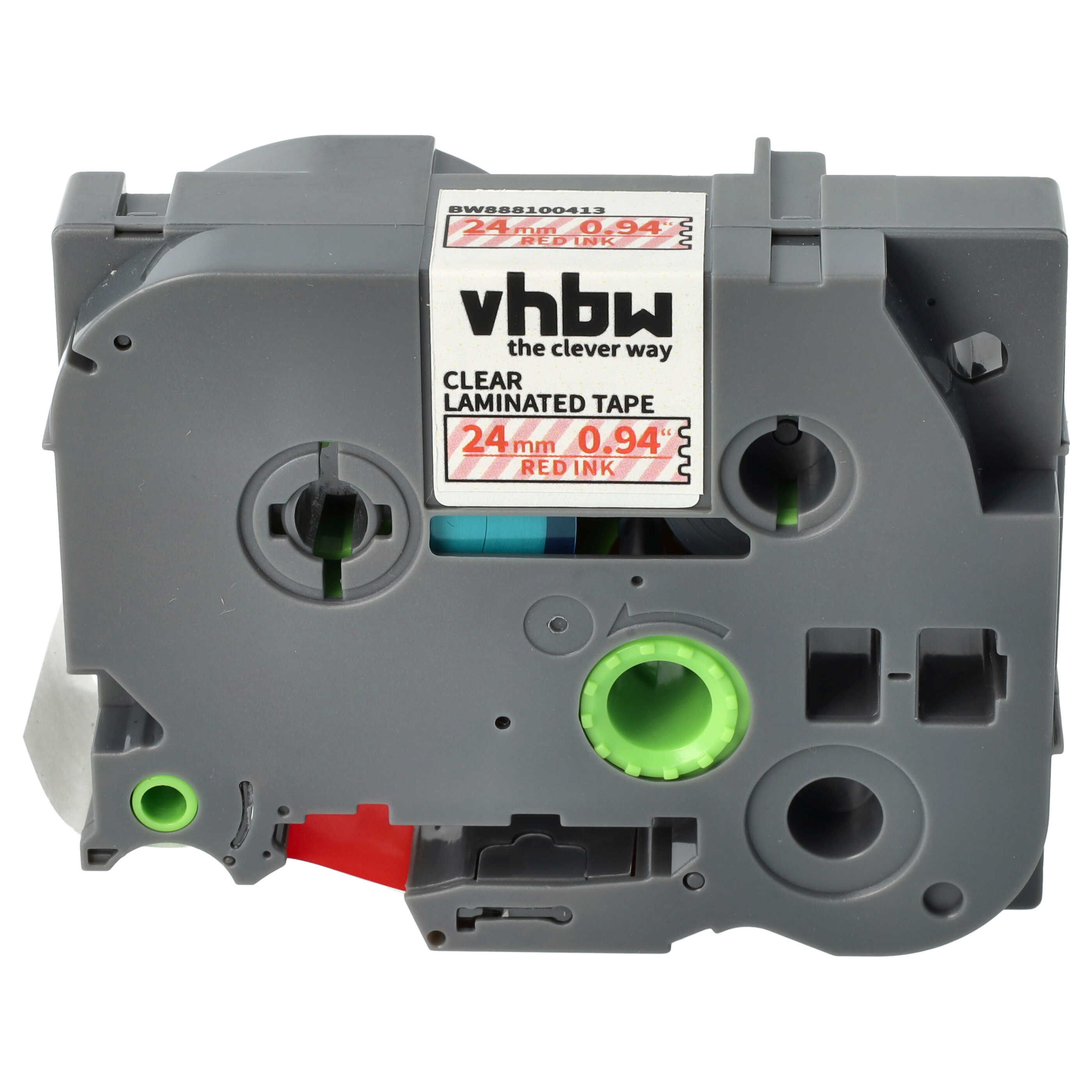 Label Tape as Replacement for Brother TZE-152 - 24 mm Red to Transparent