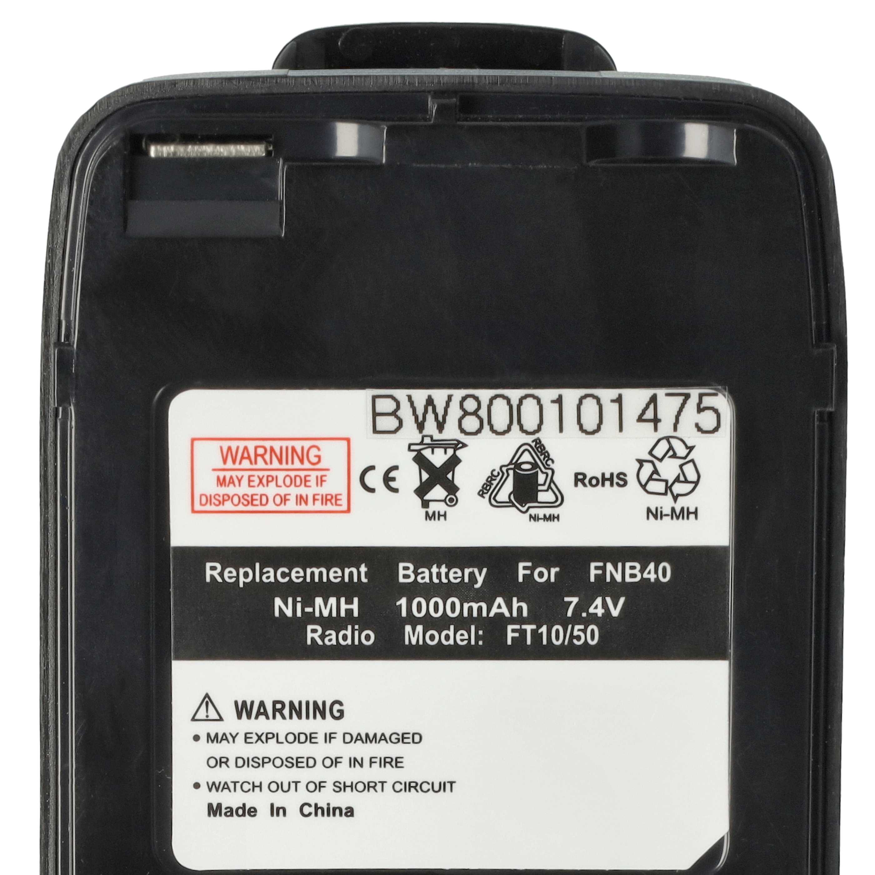 Radio 5x Battery replaces FNB-41, FNB-40 - 1000 mAh 7.4 V NiMH + Belt Clip