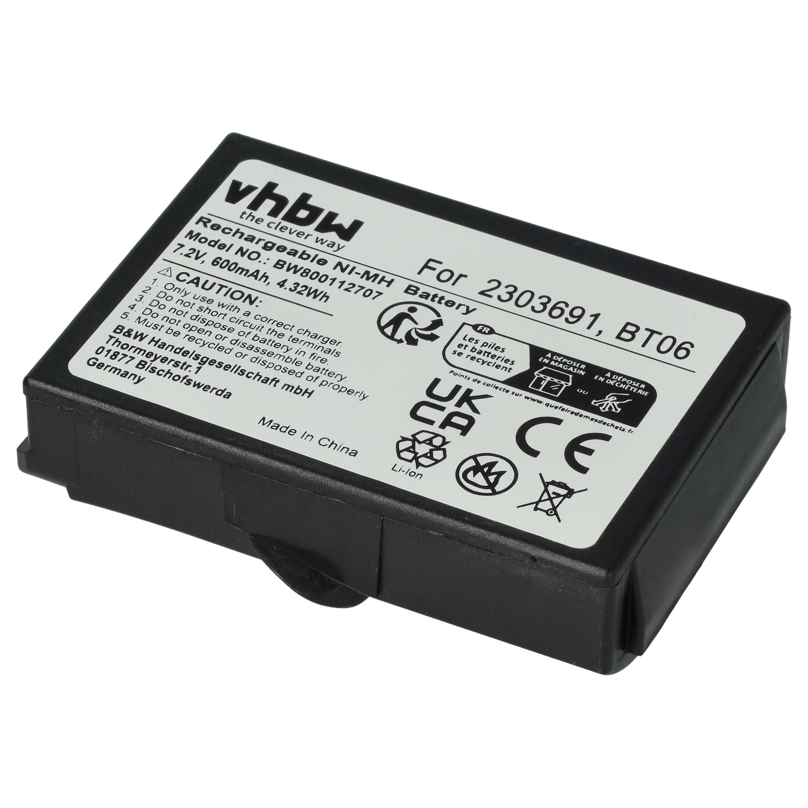 Batterie (2 pièces) remplace Danfoss 2303691, BT06 - 600mAh 7,2V NiMH