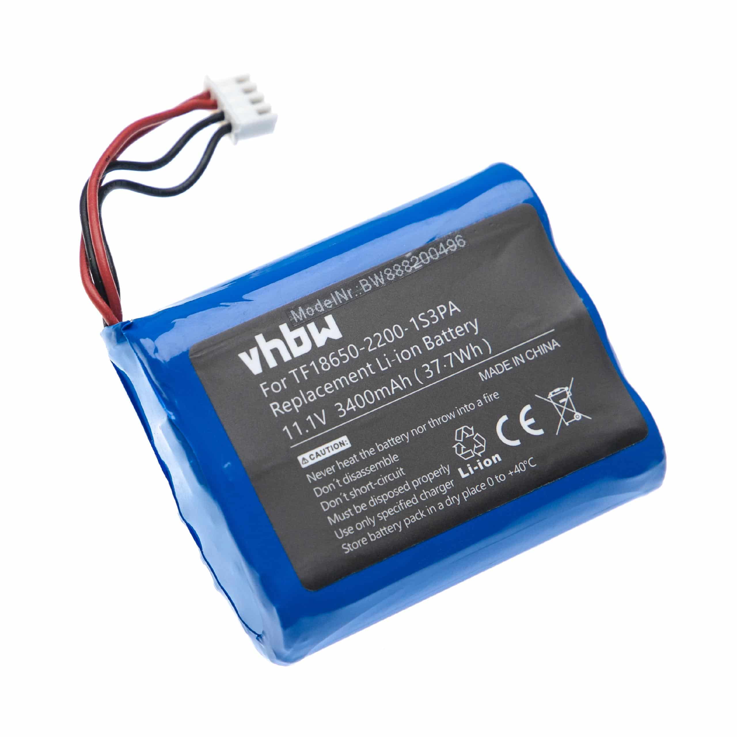  Battery replaces Marshall TF18650-2200-1S3PA for MarshallLoudspeaker - Li-Ion 3400 mAh