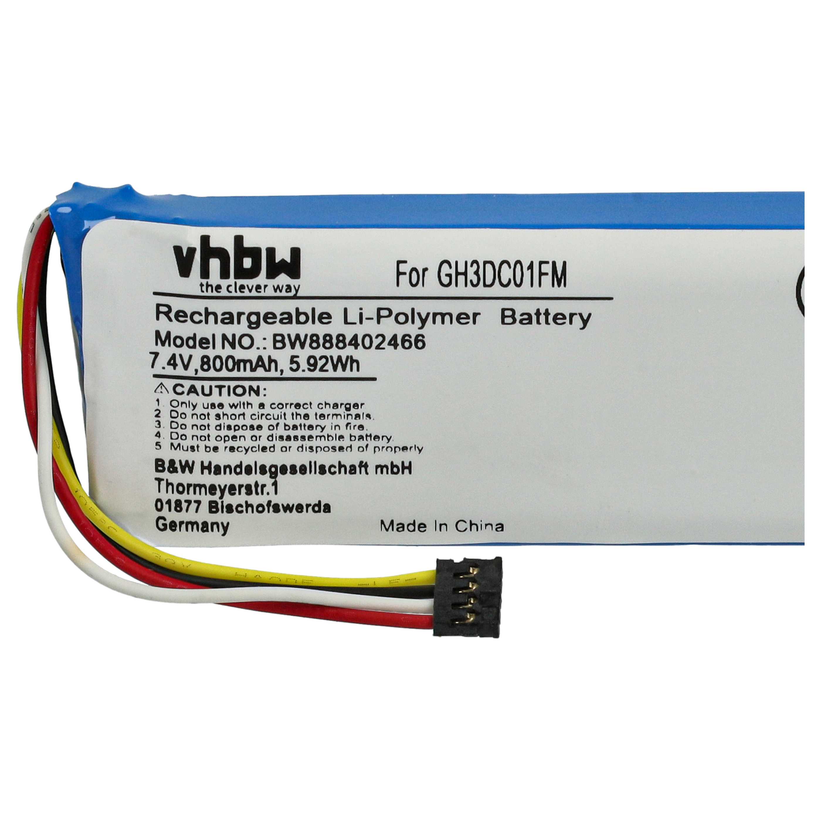 Videocamera Battery replaces Xiaomi GH3DC01FM - 800 mAh 7.4 V Li-polymer