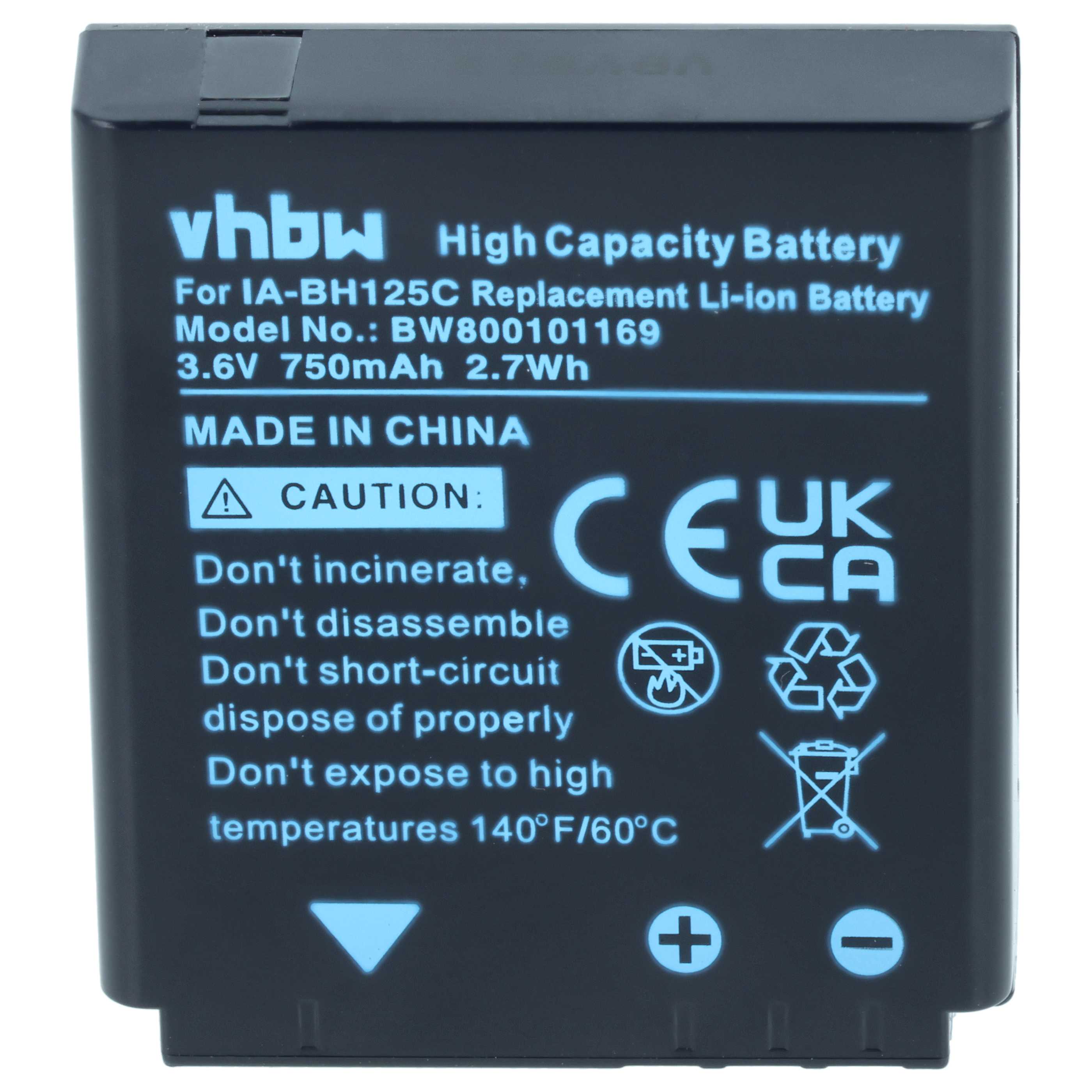 2x Battery replaces Pentax D-Li106 - 750mAh, 3.6V, Li-Ion