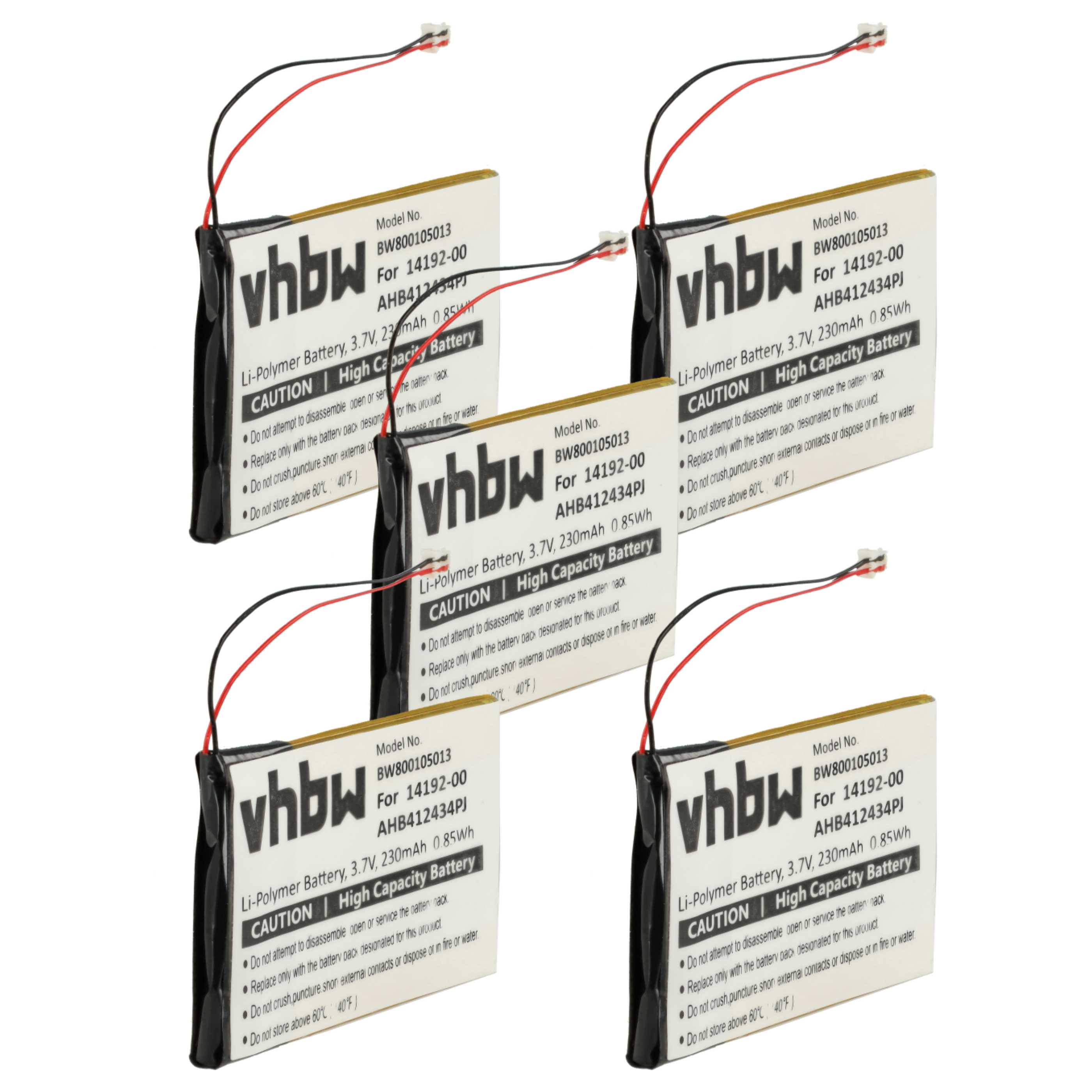 5x Akumulator do słuchawek bezprzewodowych zamiennik Jabra AHB412434PJ, 14192-00 - 230 mAh 3,7 V LiPo