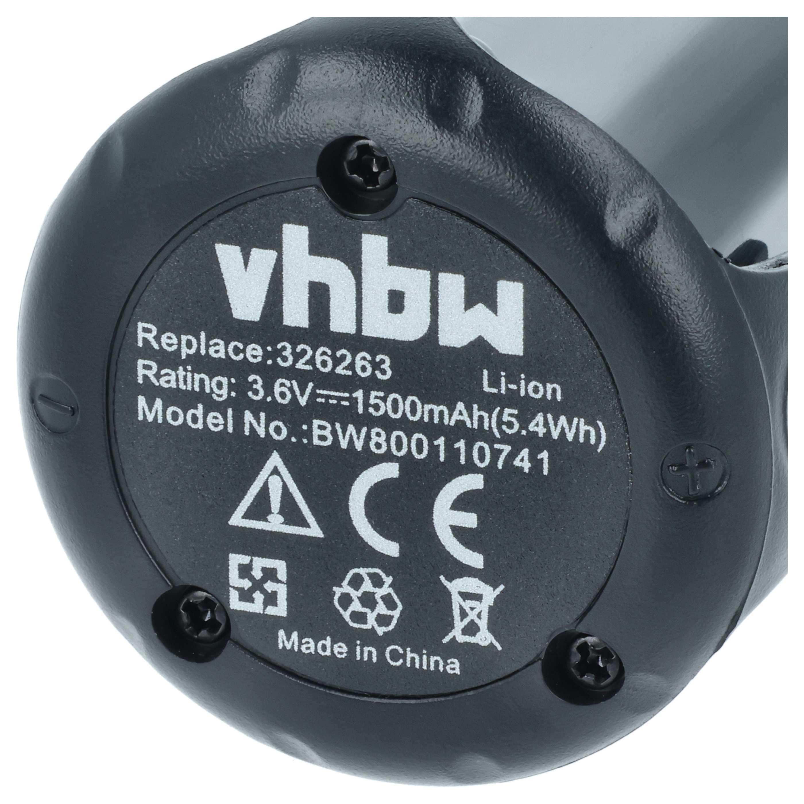 Battery replaces Bostitch 9B12070R Electric Power Tool - 1500 mAh, 3.6 V, Li-Ion