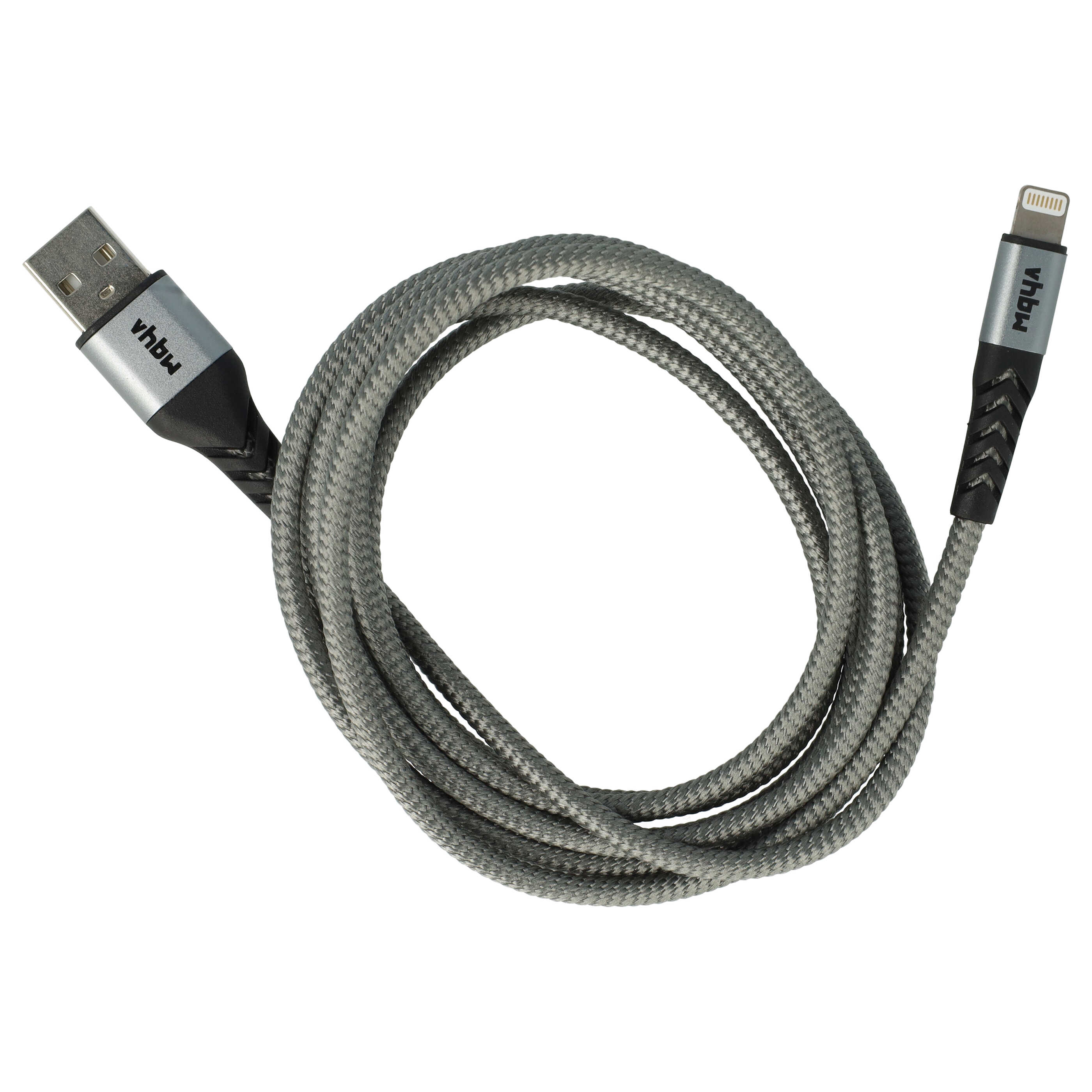 Lightning Kabel auf USB A passend für Apple AirPods Apple iOS Geräte - Schwarz Grau, 180cm