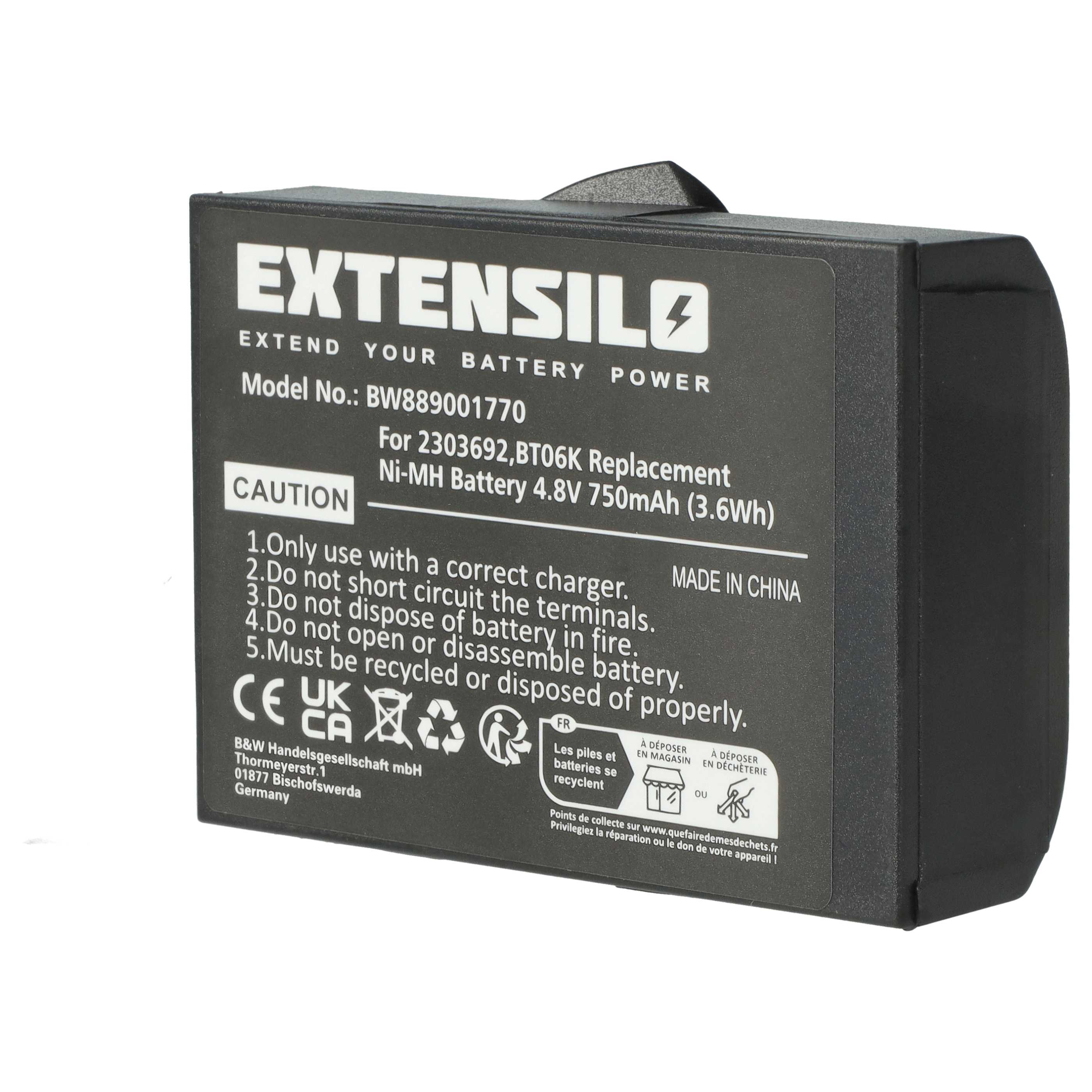Batterie (2 pièces) remplace Danfoss BT06K, 2303692 - 750mAh 4,8V NiMH
