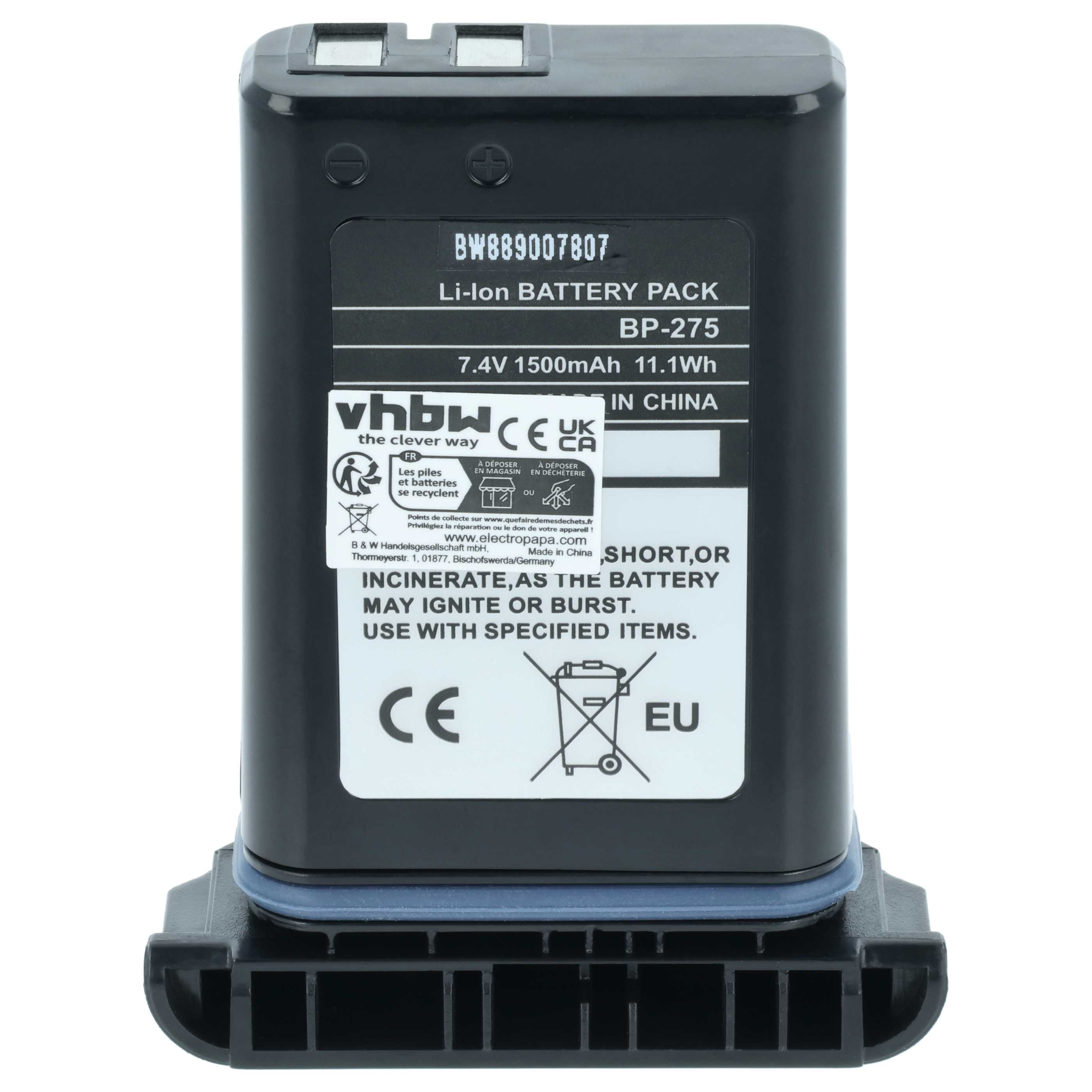 Radio 2x Battery replaces Icom BP-275 - 1500 mAh 7.4 V Li-Ion