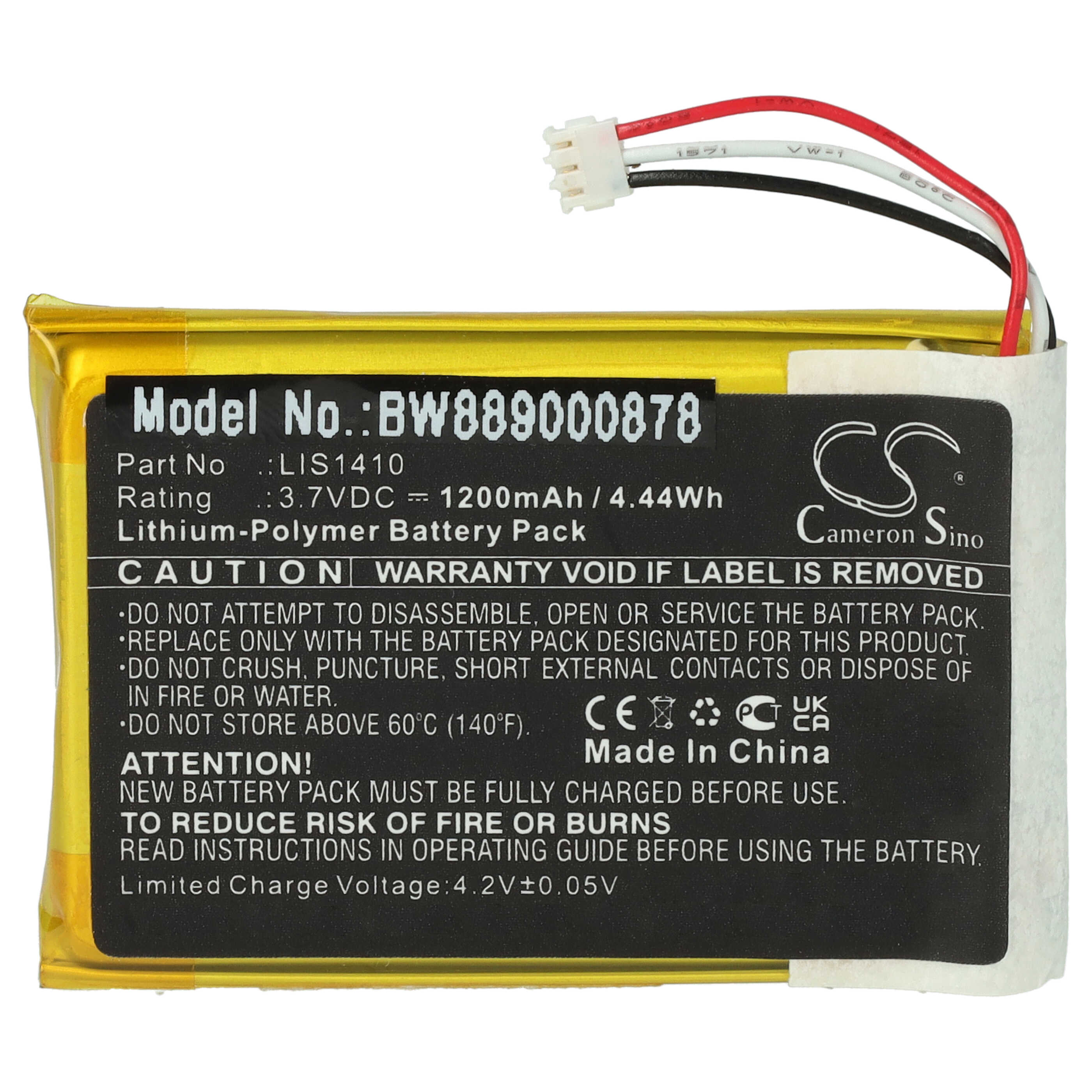 Batterie remplace Sony LIS1410 pour casque audio - 1200mAh 3,7V Li-polymère