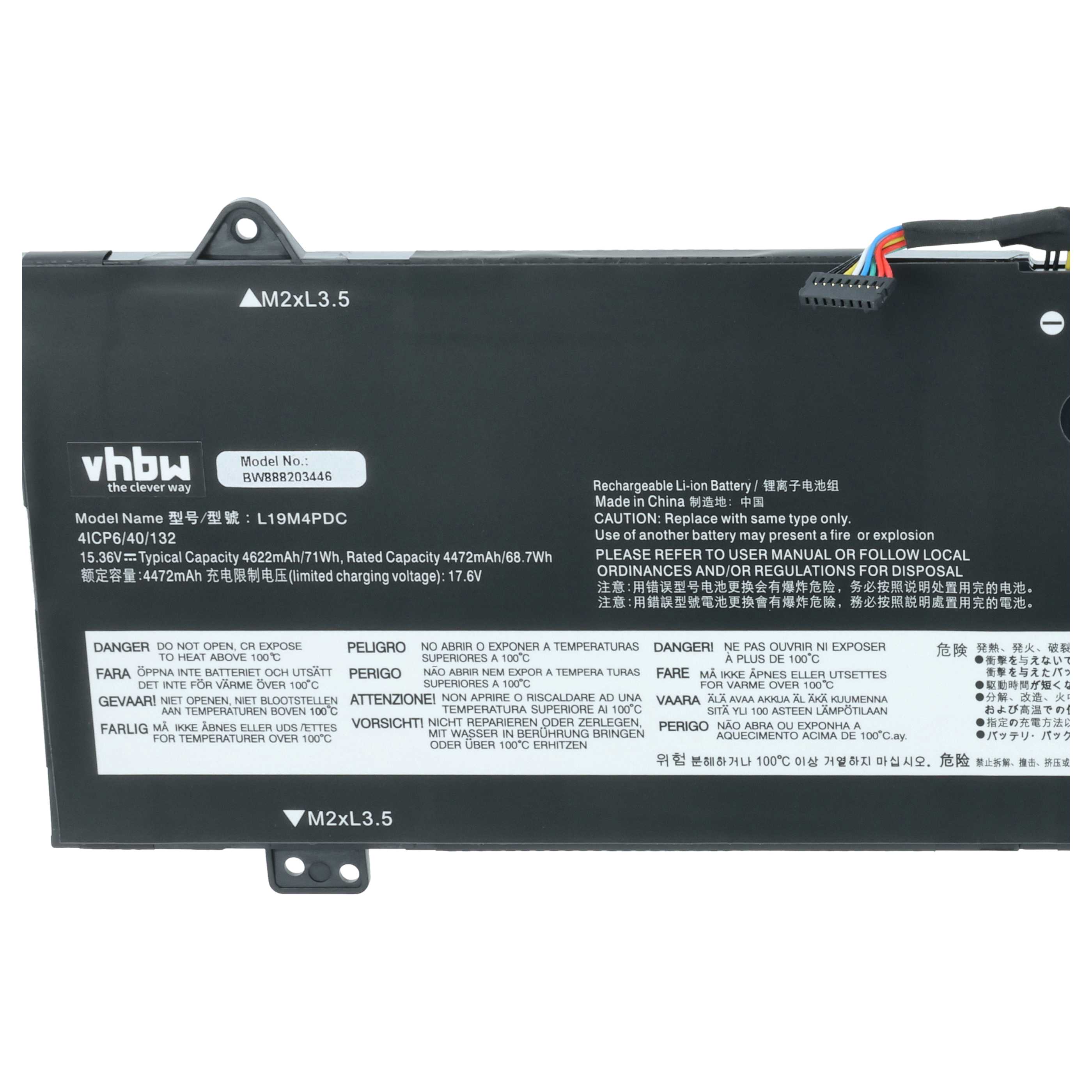 Batteria sostituisce Lenovo L19L4PDC, L19C4PDC, L19M4PDC per notebook - 4600mAh 15,36V Li-Poly