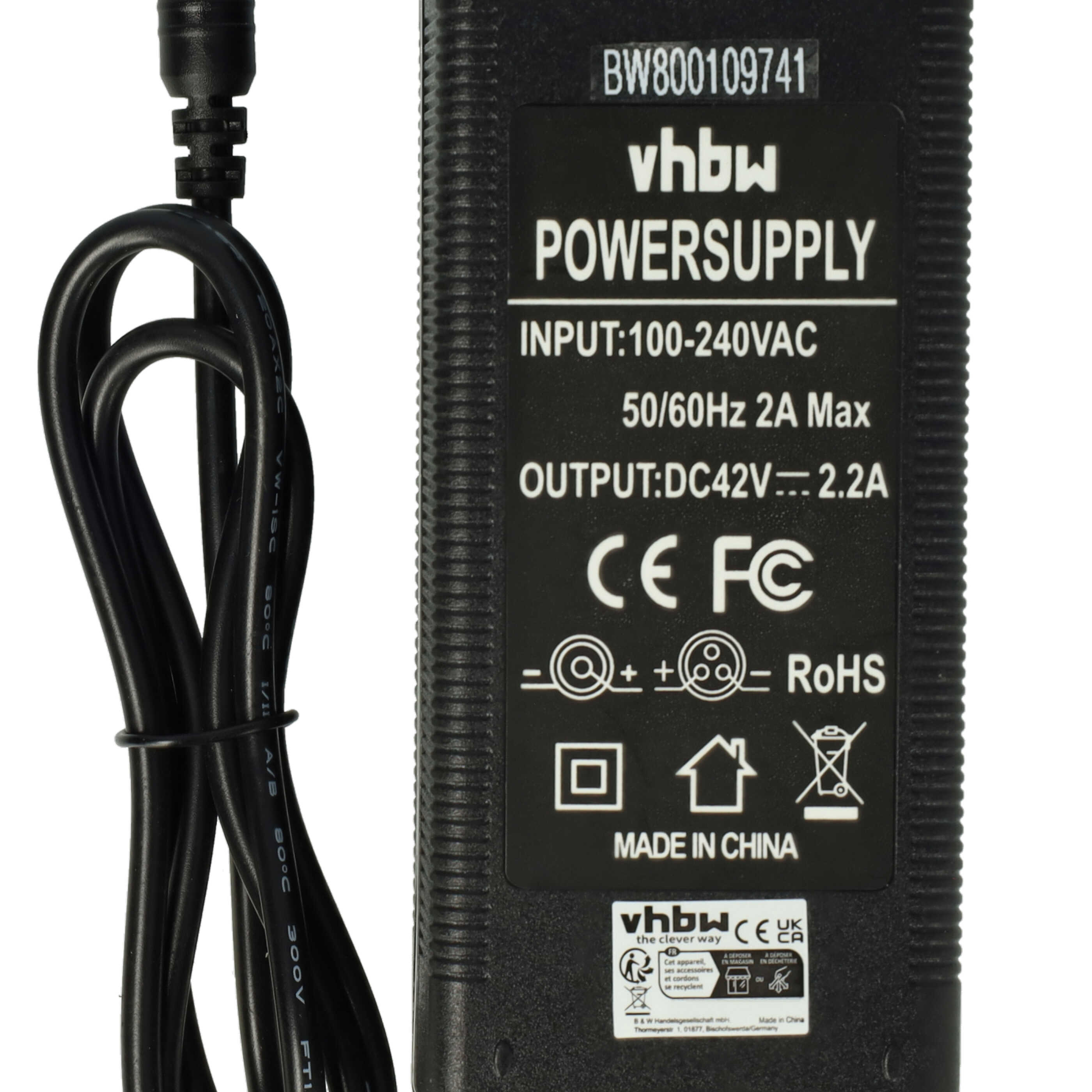 Caricabatterie per batteria e-bike - spina rotonda, 2,2 A
