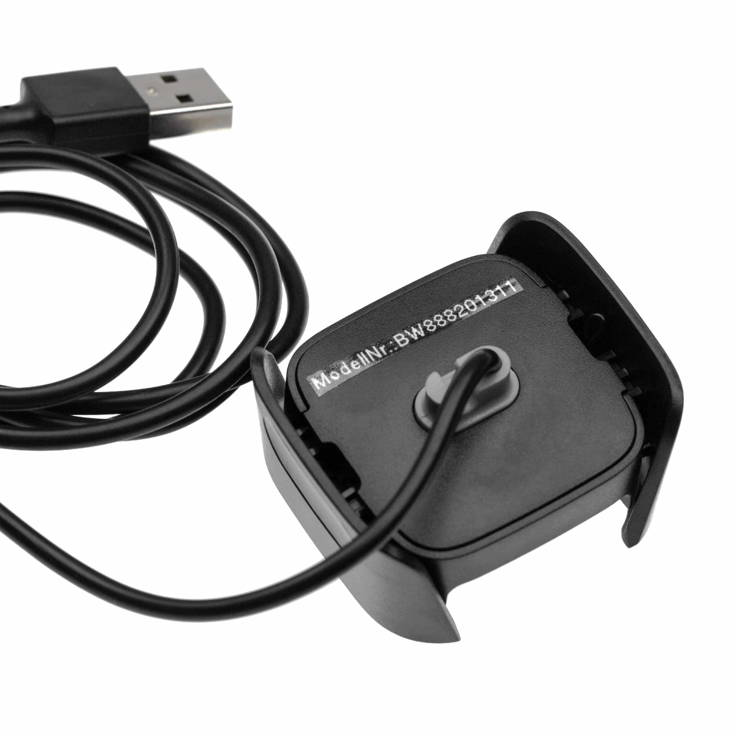 Cable de carga USB para smartwatch Fitbit Versa, Versa 2, Versa Lite - negro 100 cm