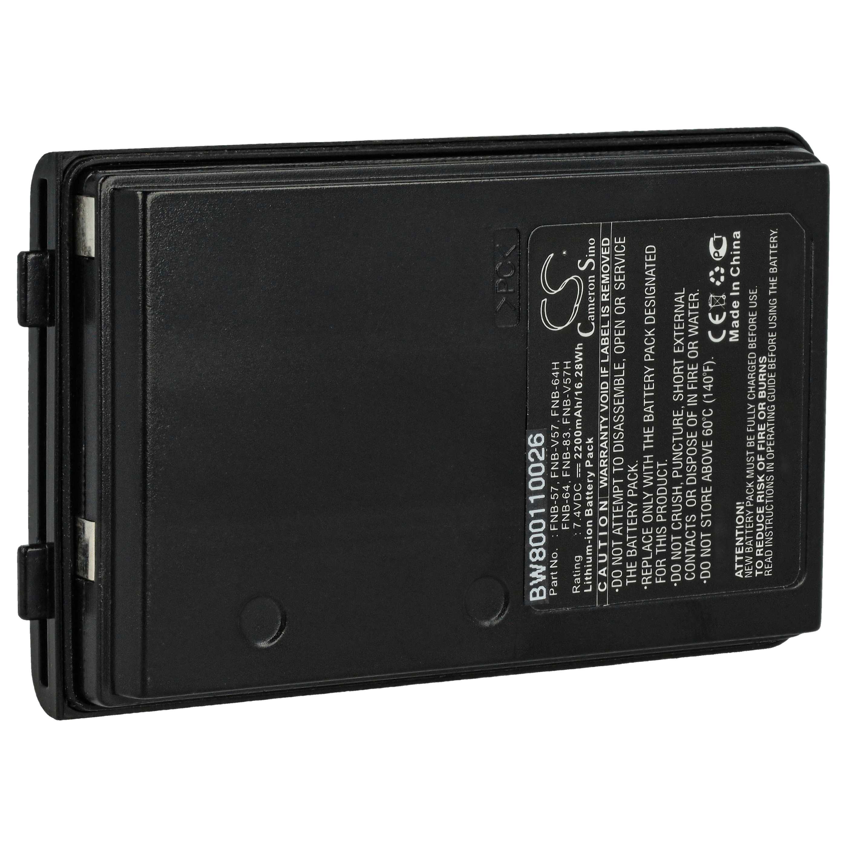 Batteria sostituisce Yaesu Vertex FNB-57, FNB-64, AAJ66X001 per dispositivo radio - 2000mAh 7,4V Li-Ion