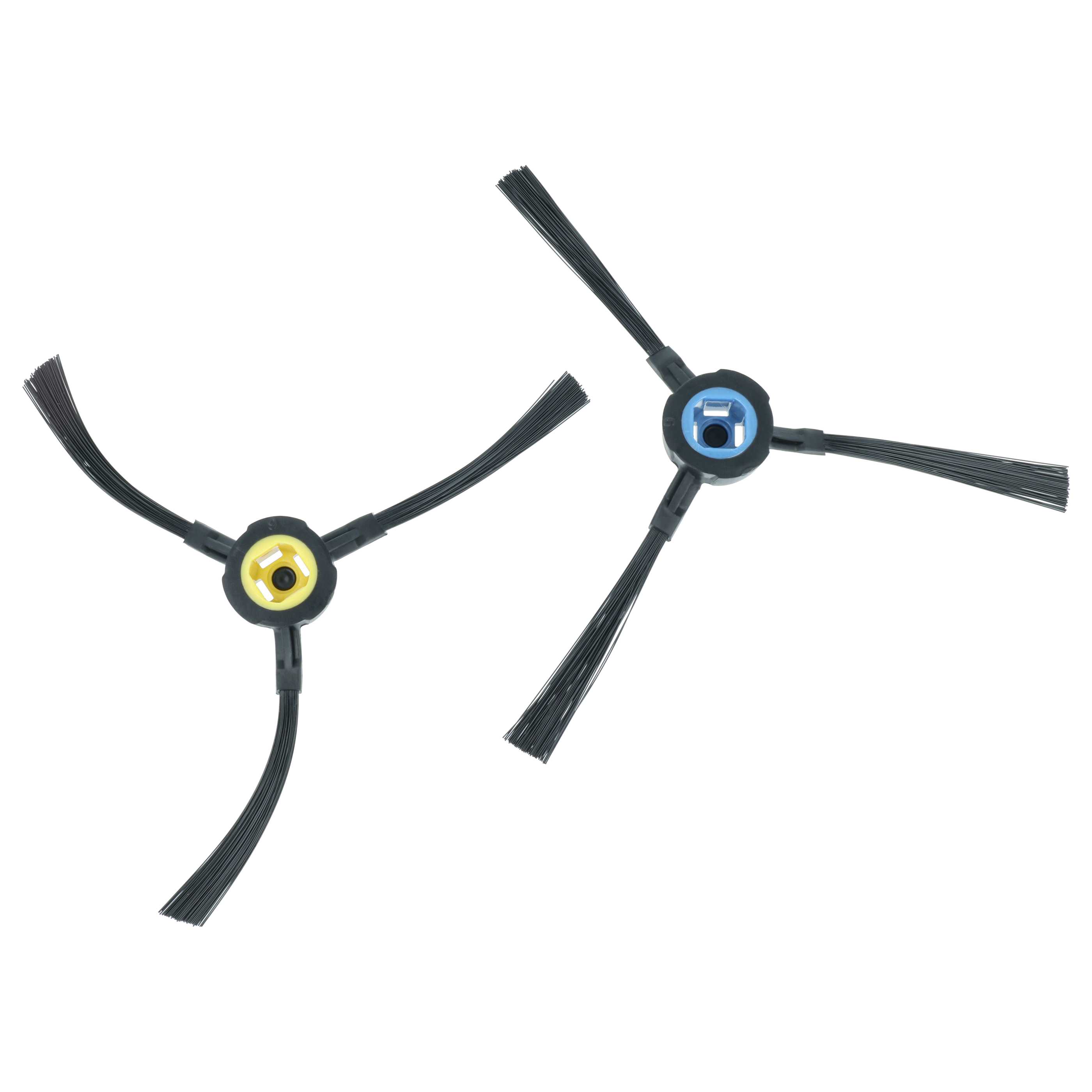 2x Side Brush suitable for iLife, Zaco V80 Robot Vacuum Cleaner etc. - 3-armed, black, blue, yellow