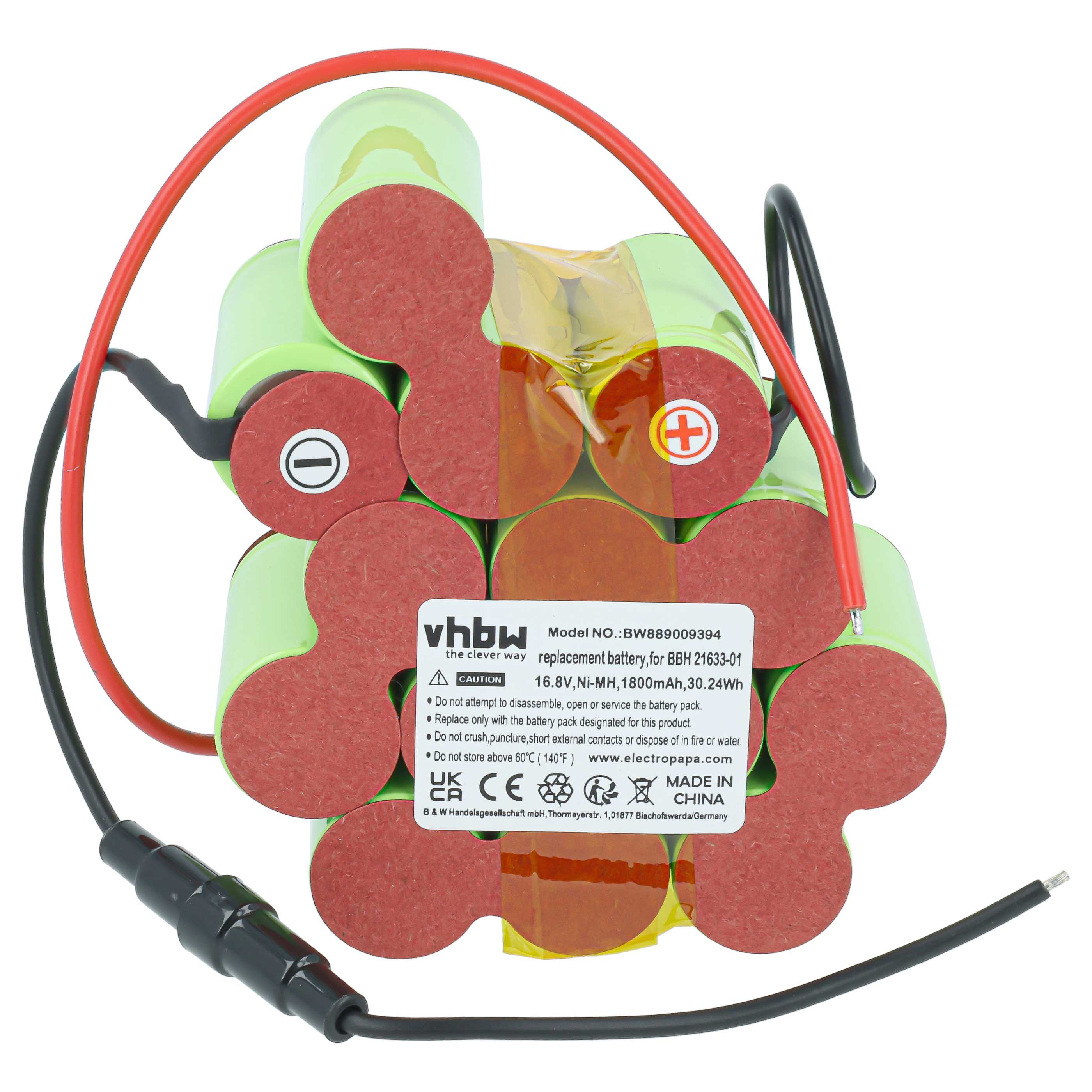 Akku für Staubsauger wie Bosch BBH 21633-01, ersetzt 11008880, Ni-MH, 16.8 V, 1800 mAh