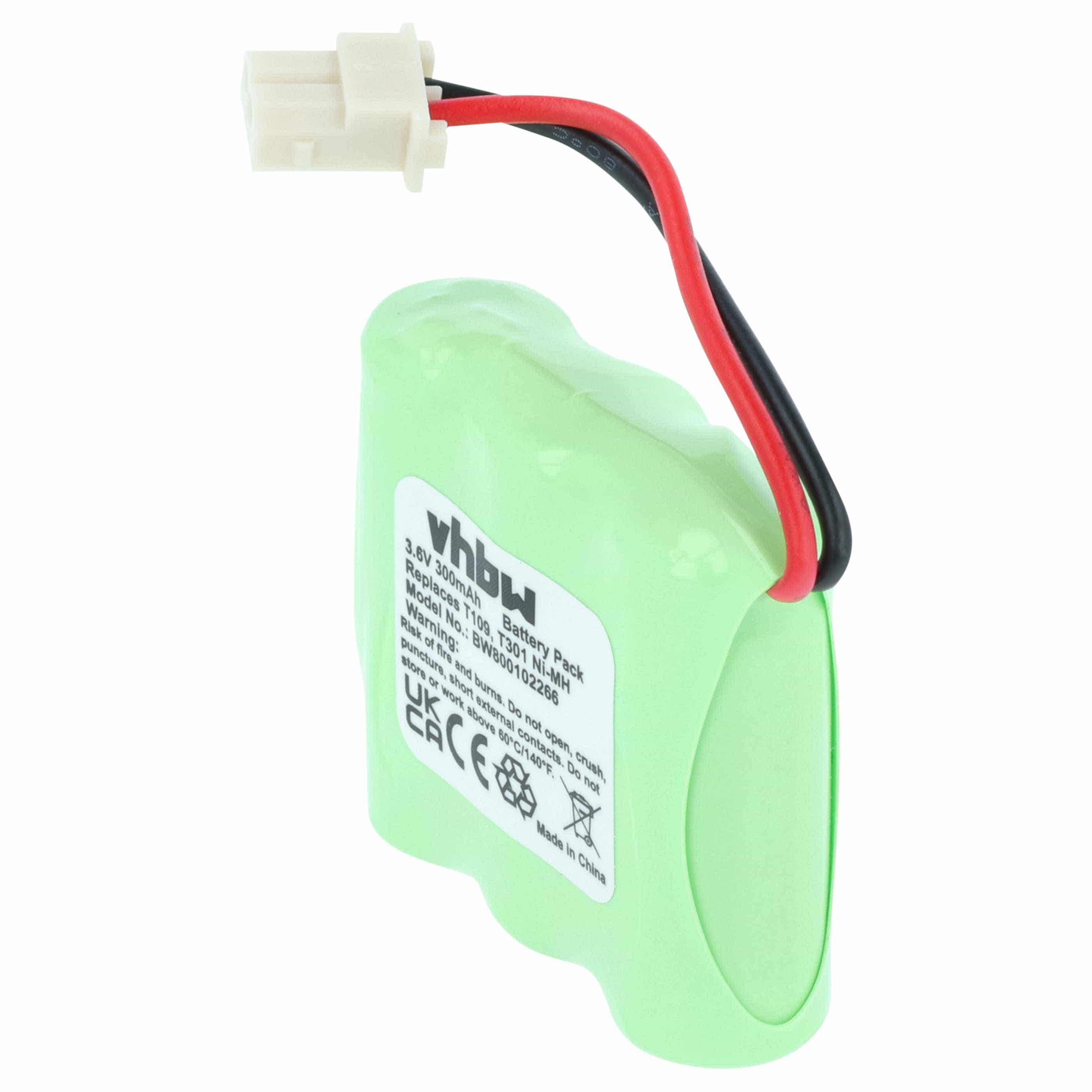 Batterie remplace T301, T109 pour téléphone Panasonic - 300mAh 3,6V NiMH