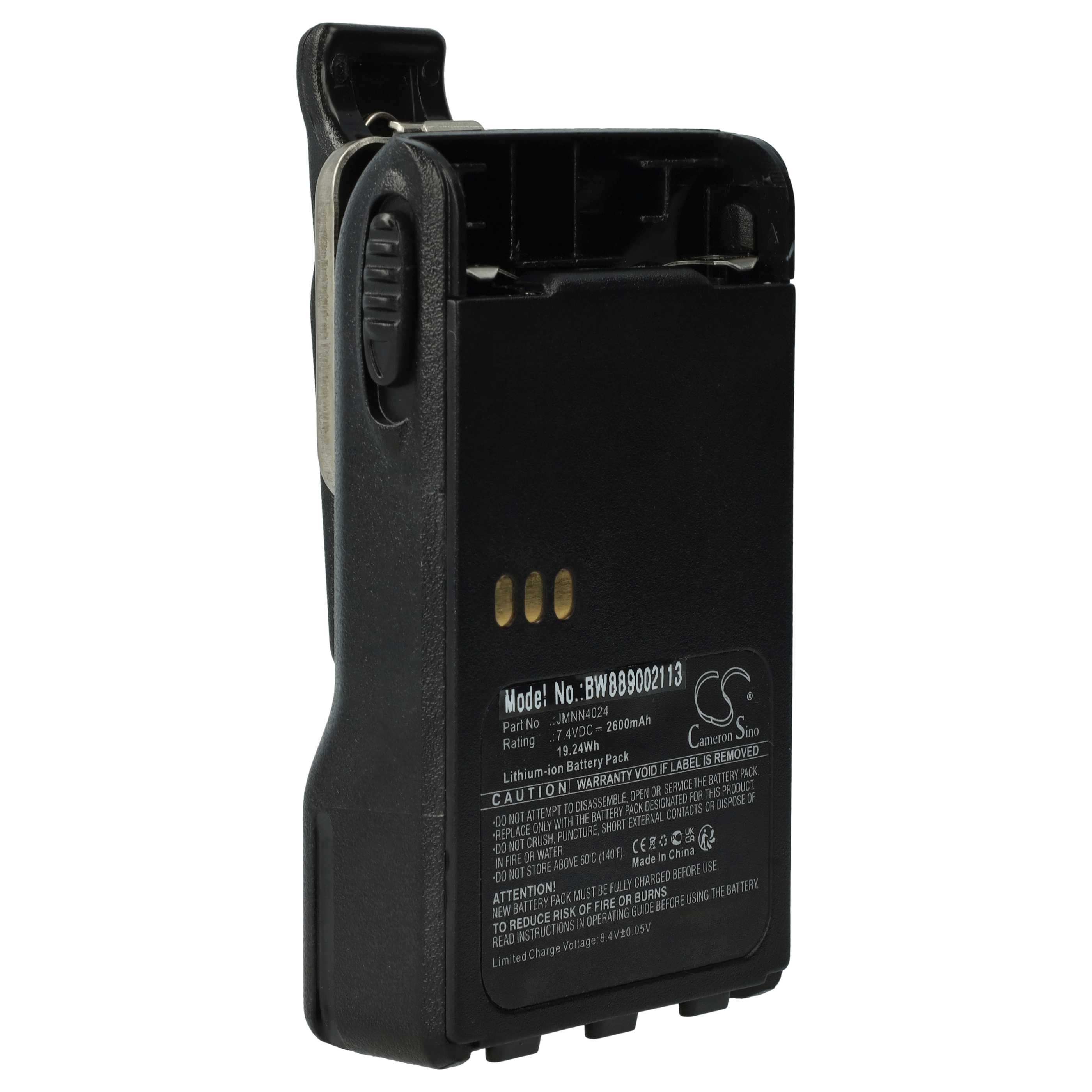 Batteria sostituisce Motorola JMNN4023BR, JMNN4023, JMNN4024 per dispositivo radio - 2600mAh 7,2V Li-Ion