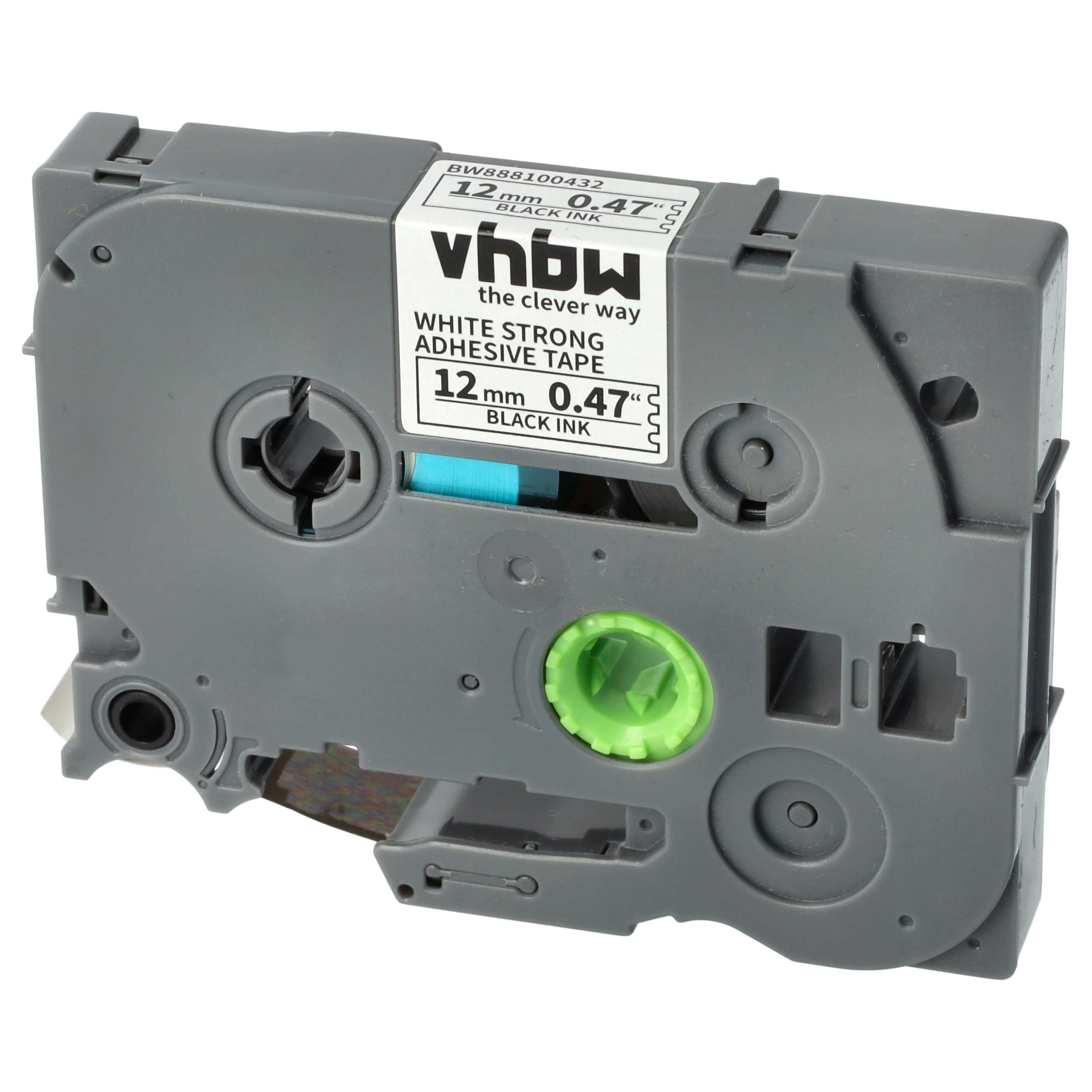 5x Label Tape replaces Brother TZE-S231 - 12 mm Black to White, Extra Stark