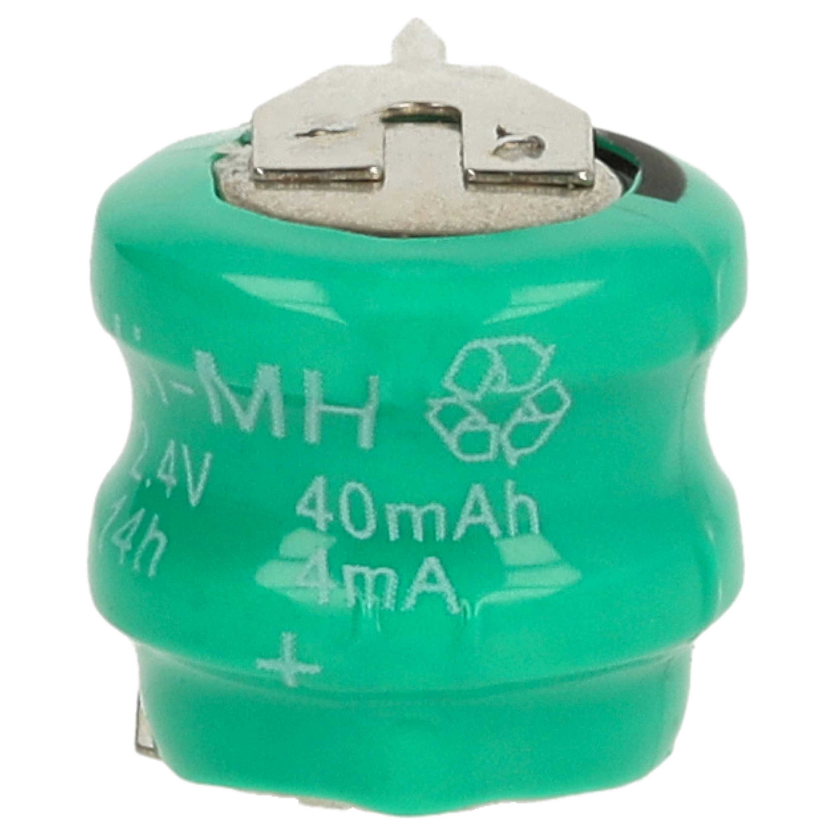 10x Button Cell Battery Type V40H 3 Pins for Model Building Solar Lamps etc. - 40 mAh 2.4 V NiMH