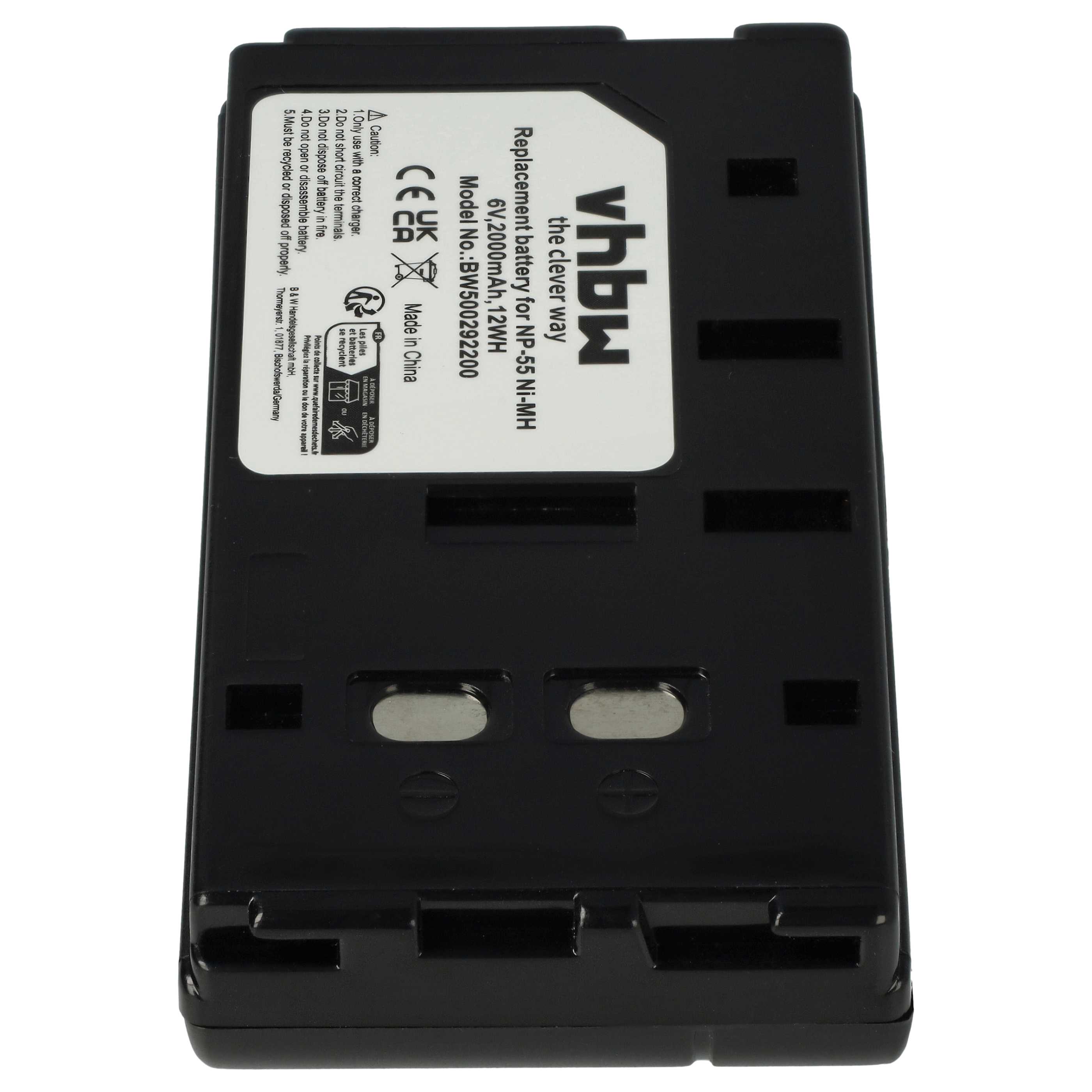 Videocamera 2x Battery replaces JVC BN-V65U, BN-V50U, BN-V25U, BN-V22U - 2000 mAh 6 V NiMH