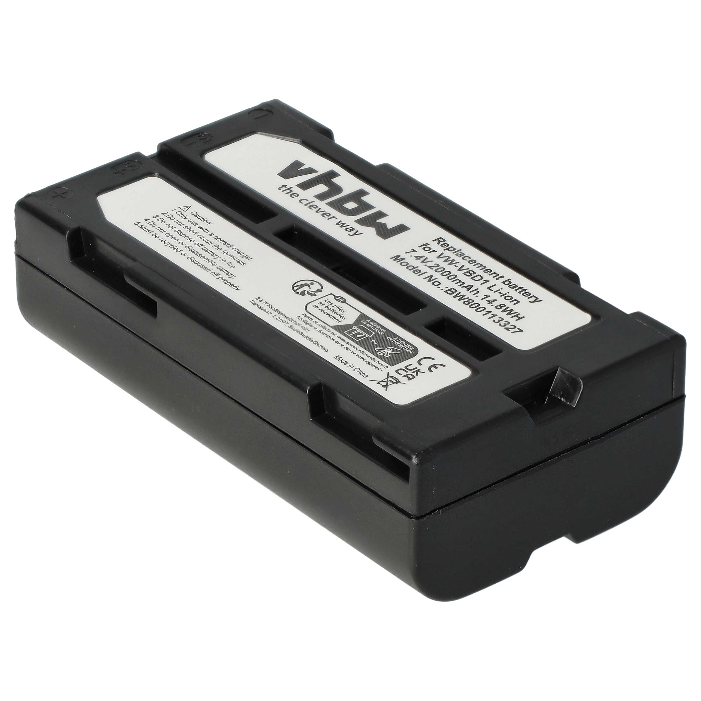 Batterie remplace Hitachi VM-BPL13, M-BPL30, VM-BPL13J, VM-BPL13A pour caméscope Hitachi- 2000mAh 7,4V Li-ion