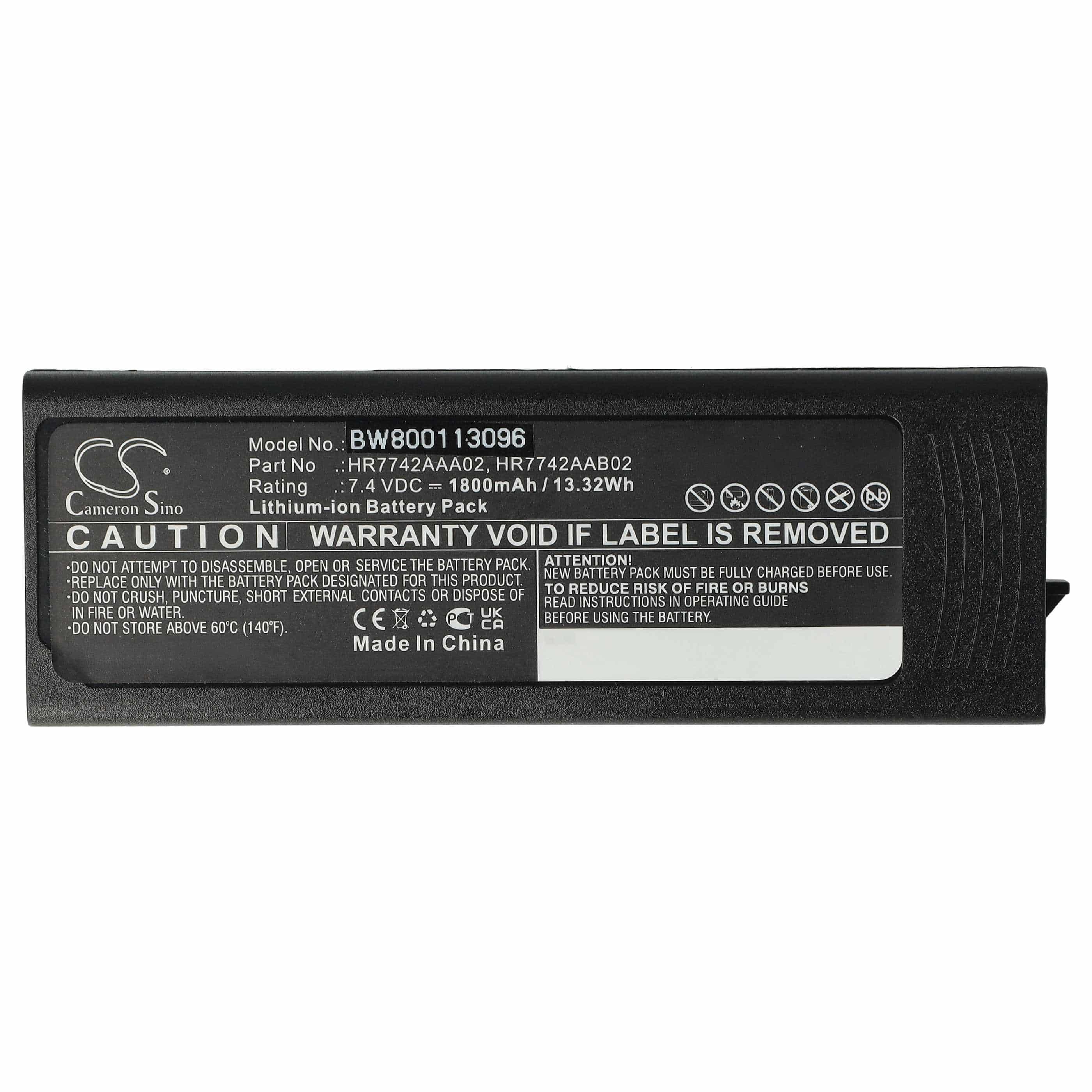 Radio Battery replaces EADS HR7742AAA02, HR7742AAB02 - 1800 mAh 7.4 V Li-Ion