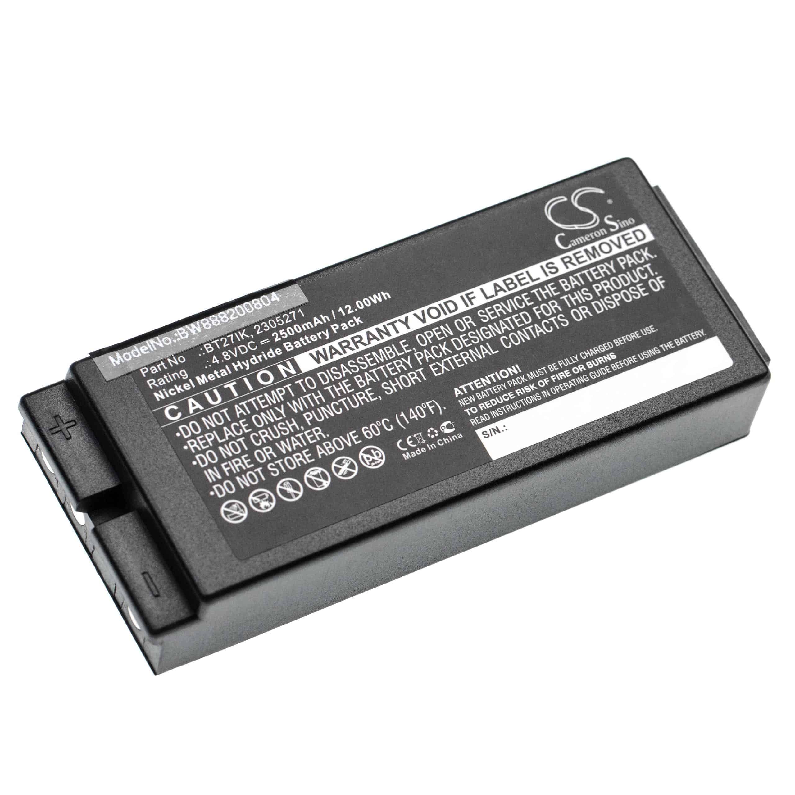 Batterie remplace Danfoss 2305271, BT24IK pour télécomande industrielle - 2500mAh 4,8V NiMH