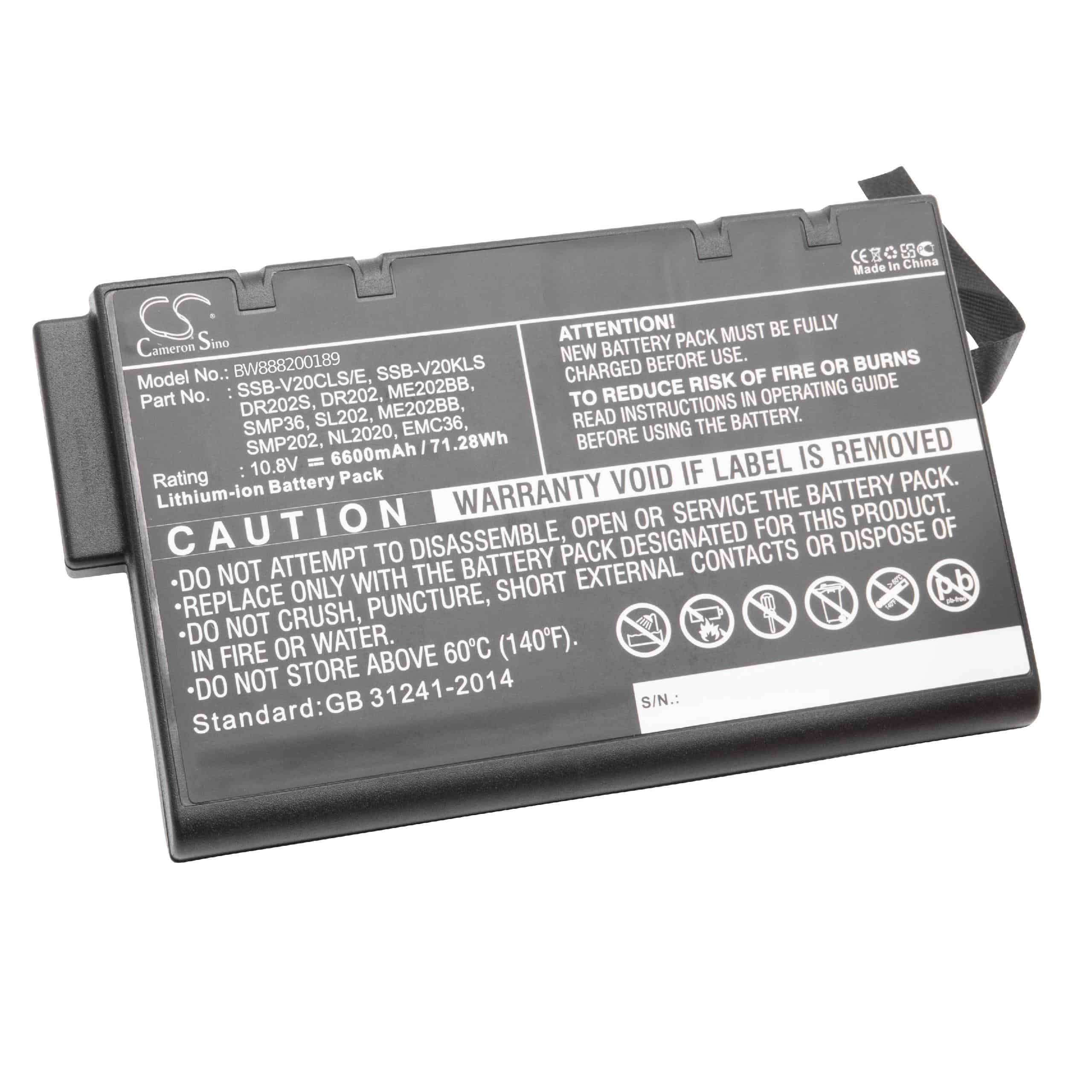 Batería reemplaza JDSU LI202S66A, LI202S-6600 para notebook Daewoo - 6600 mAh 10,8 V Li-Ion