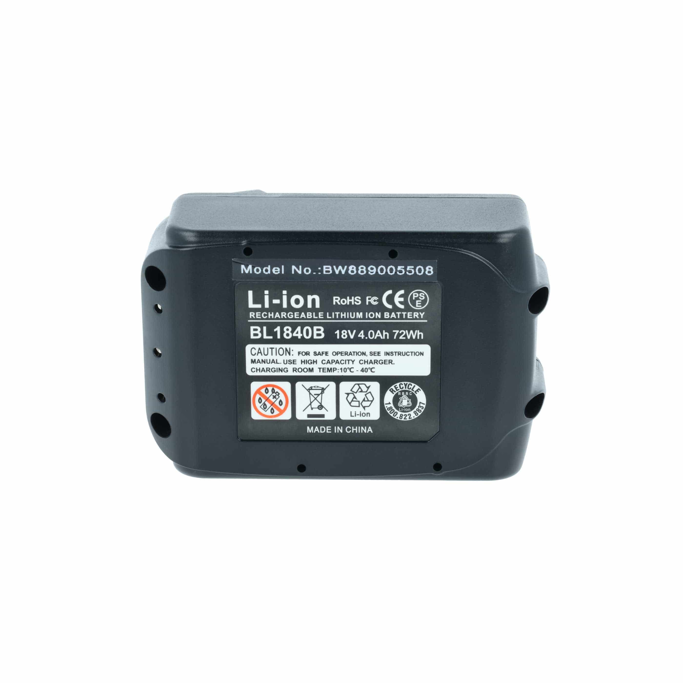 Batería para herramienta reemplaza Makita BL1860B - 4000 mAh, 18 V, Li-Ion
