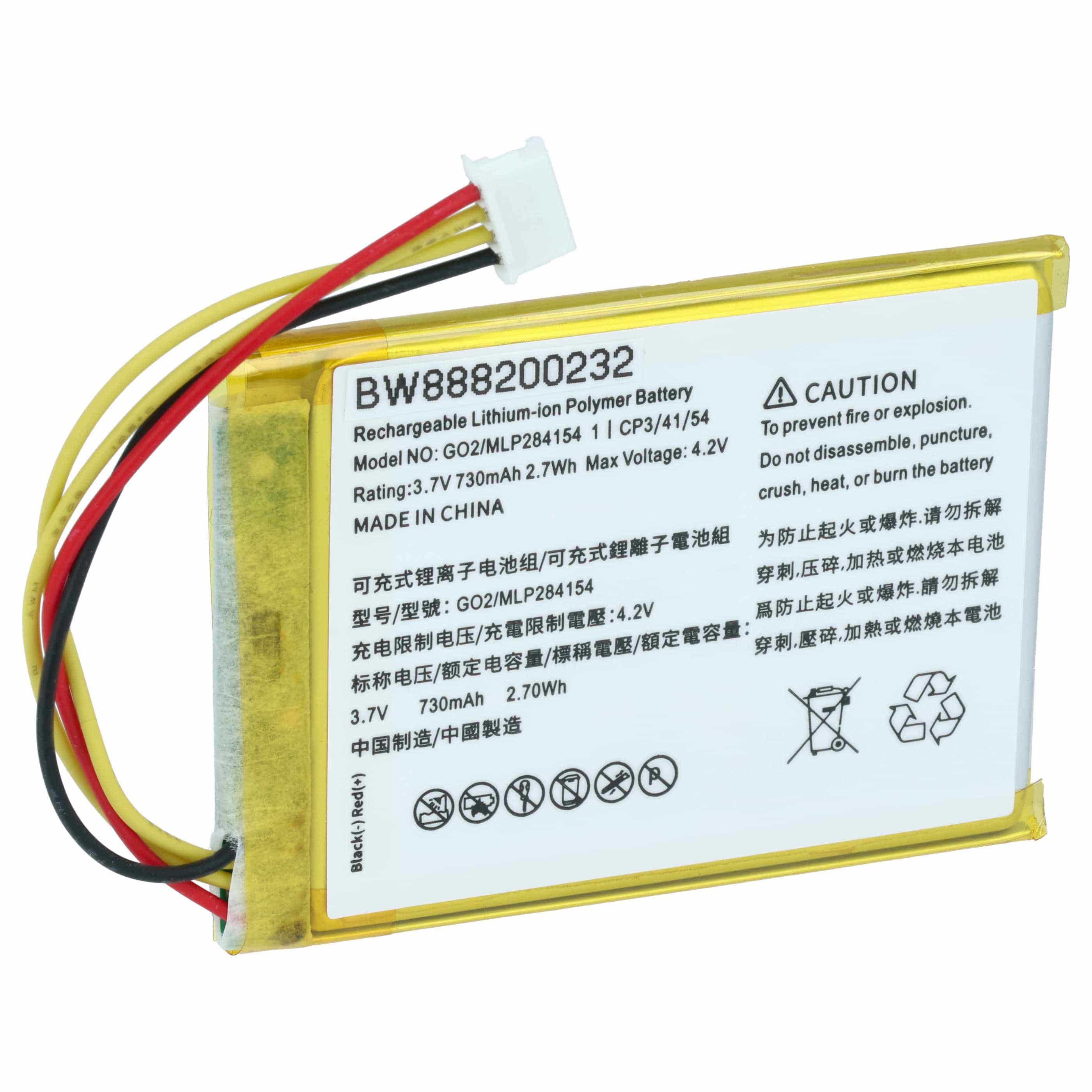 Akumulator do głośnika zamiennik JBL MLP284154, GO2/MLP284154 - LiPo 730mAh