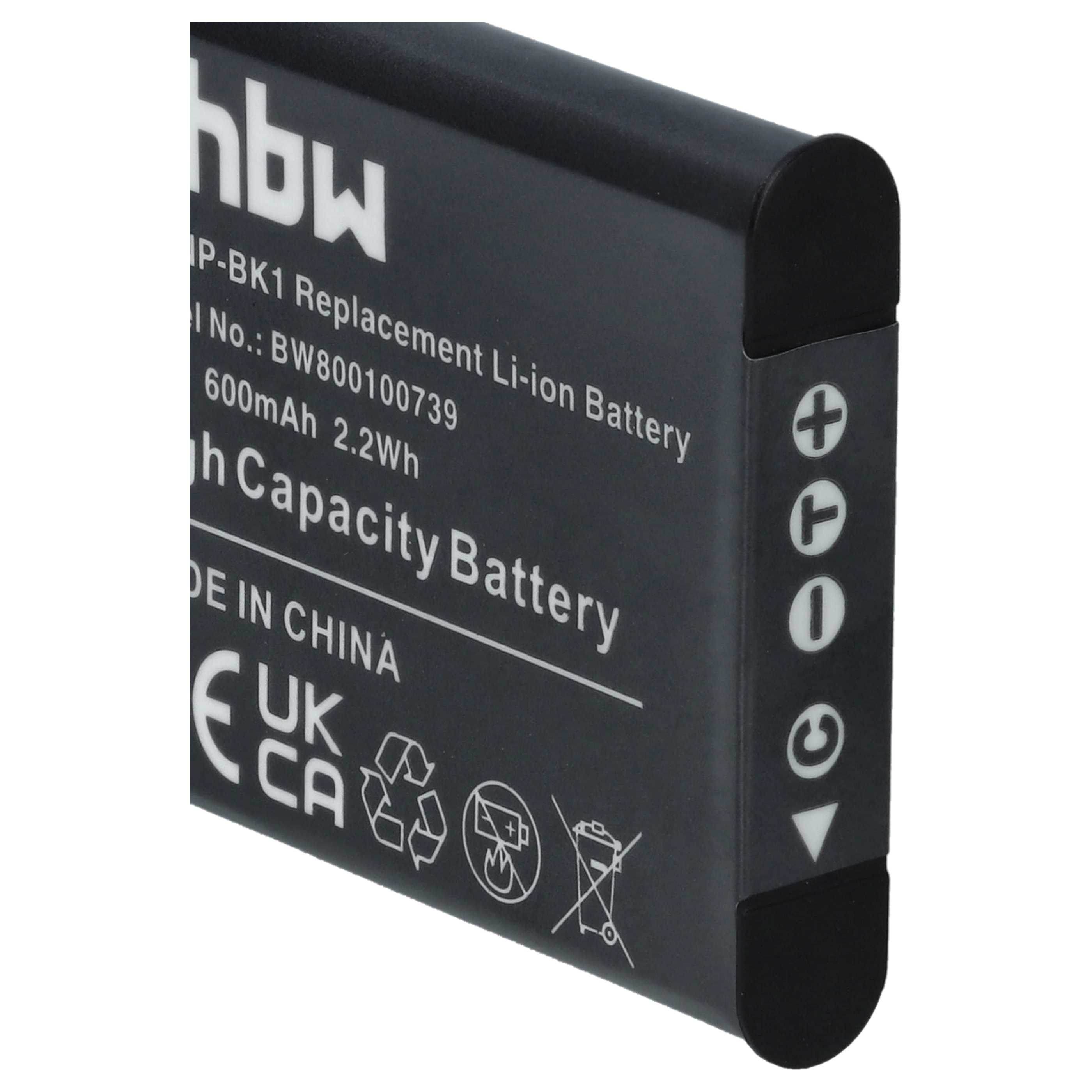 2x Battery replaces Sony NP-FK1, NP-BK1 - 600mAh, 3.6V, Li-Ion