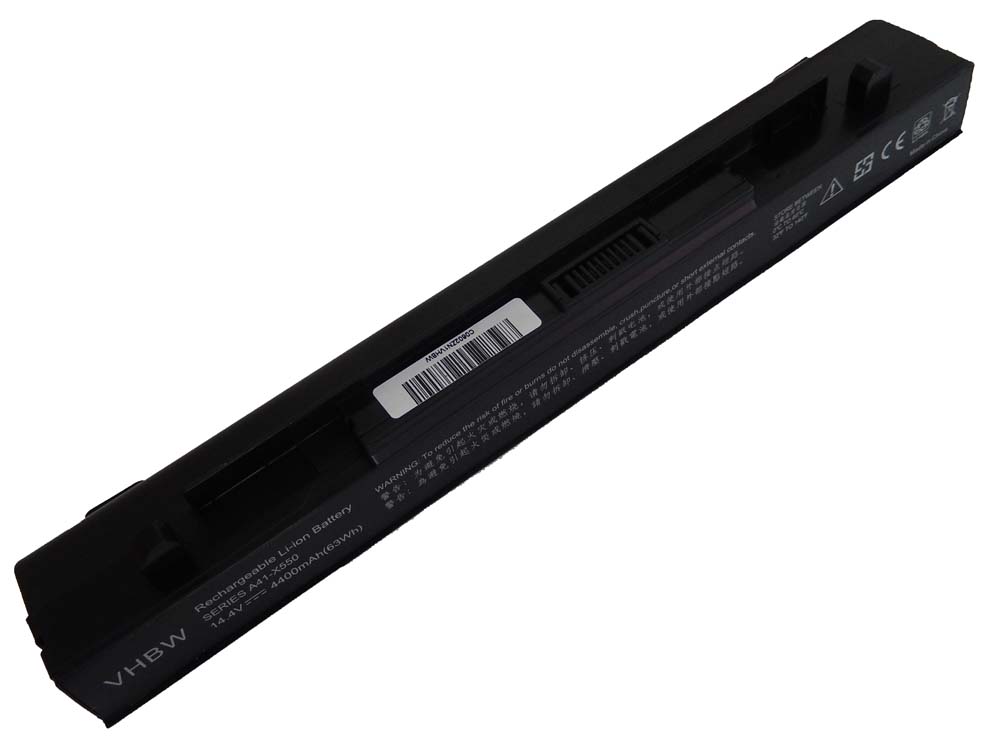 Batterie remplace Asus A41-X550, A41-X550A pour ordinateur portable - 4400mAh 14,4V Li-ion, noir