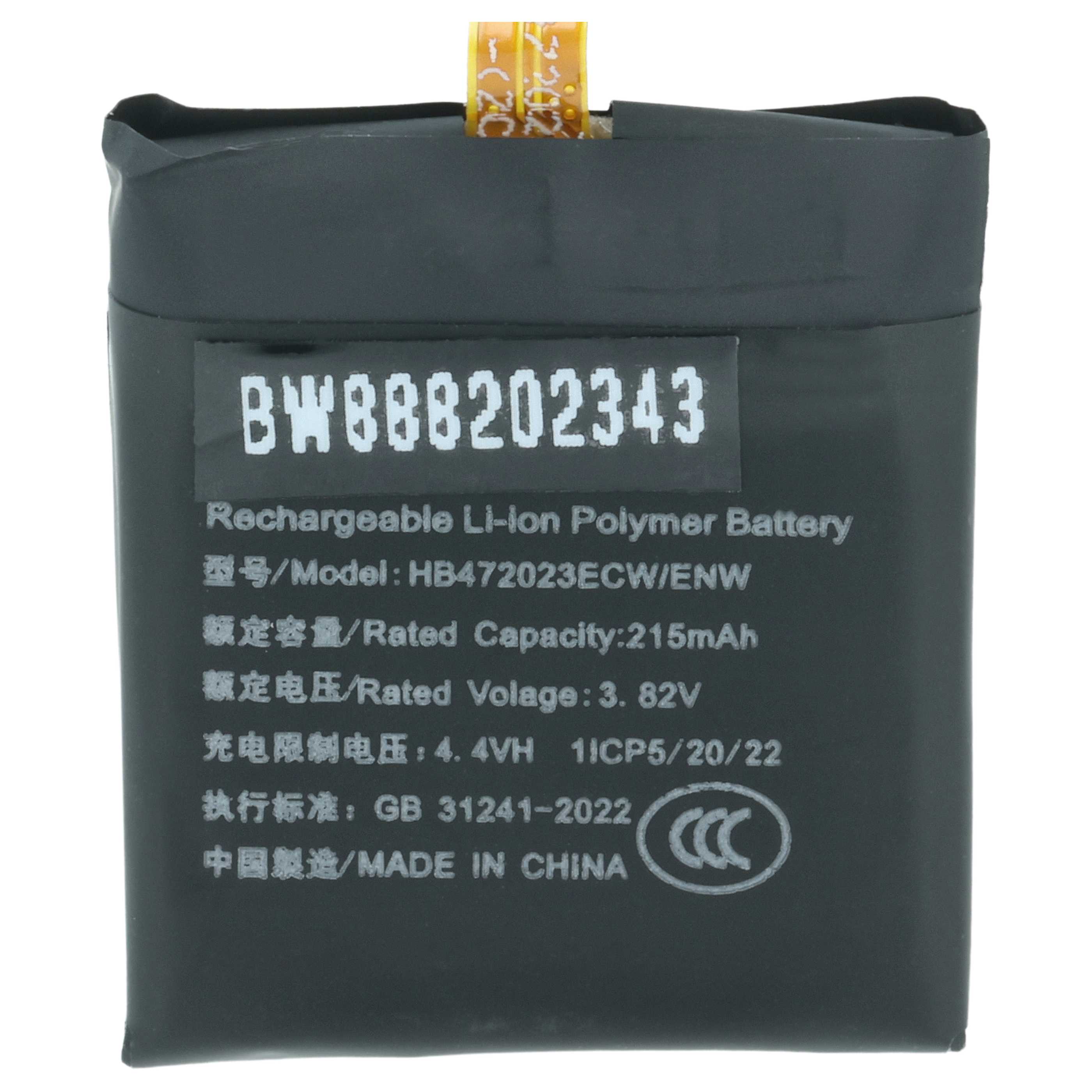 Smartwatch Battery replaces Huawei HB472023ECW - 210 mAh 3.82 V Li-polymer
