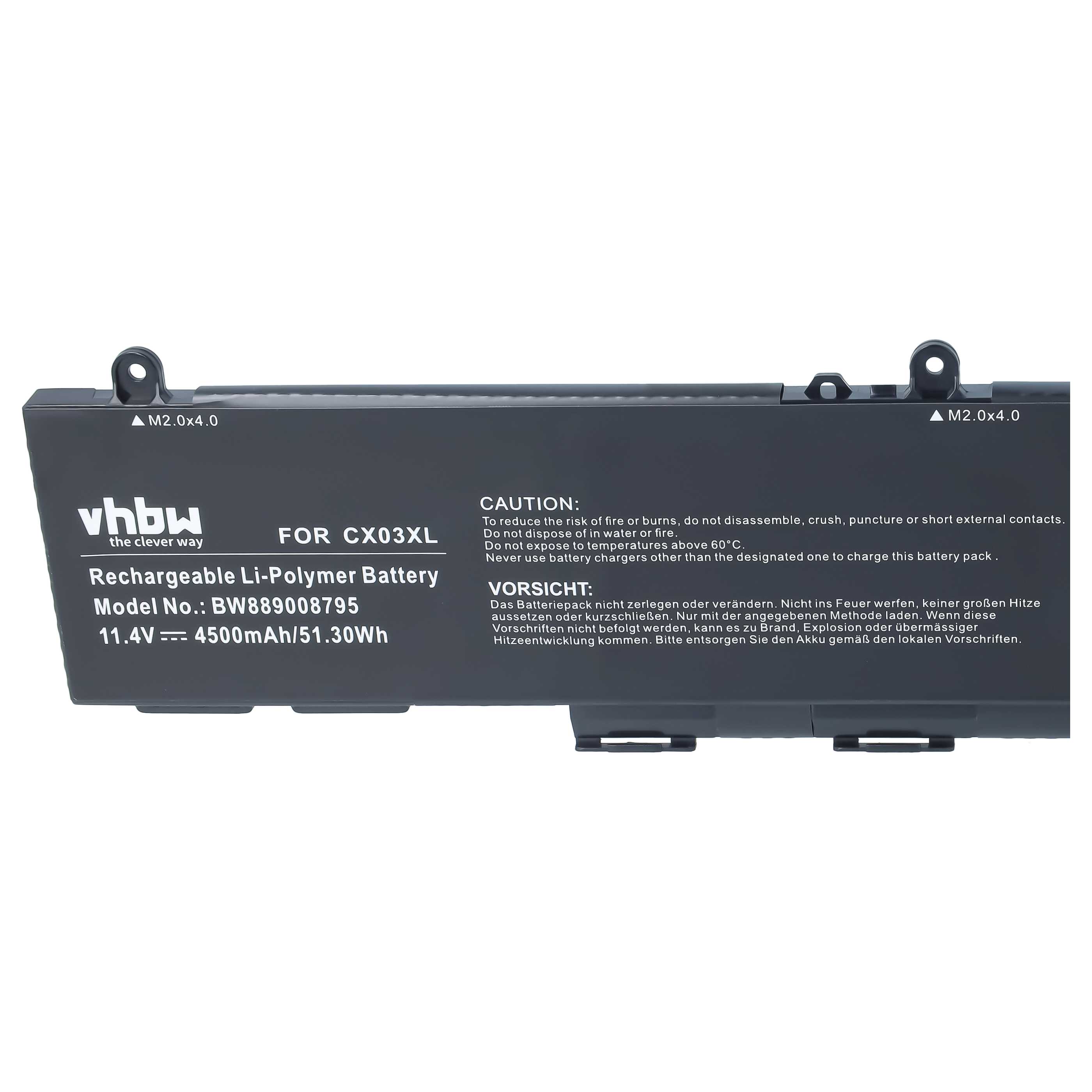 Notebook Battery replaces HP CX03053XL, CX03XL, L77624-421, HSTNN-LB8R - 4500 mAh 11.4 V Li-polymer