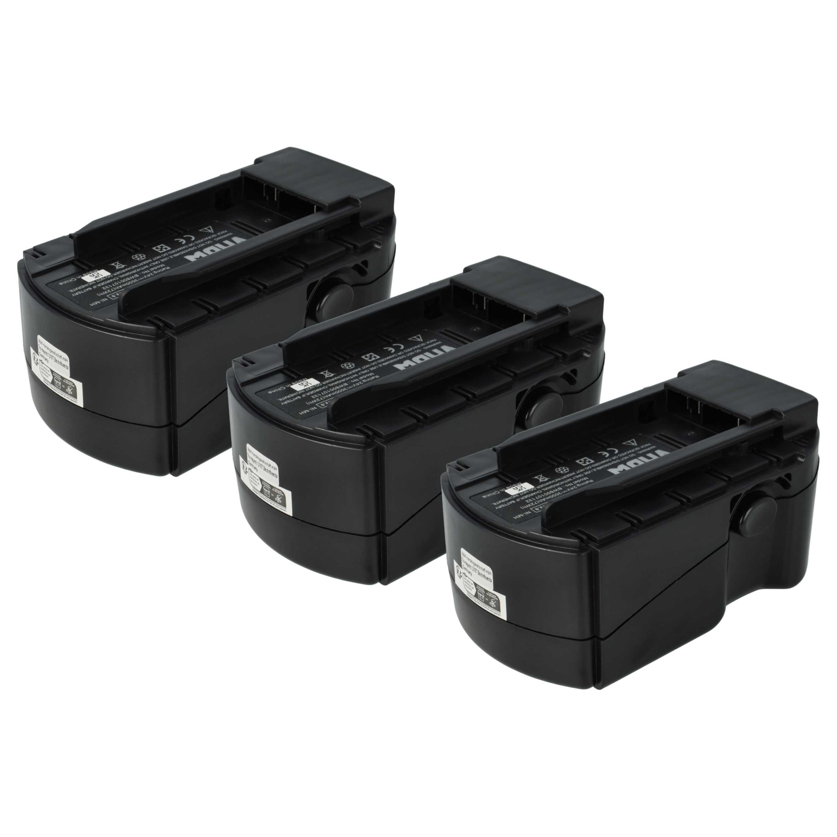 3x Battery replaces Hilti B24, B 24/3.0, B 24/2.0 Electric Power Tool - 3000 mAh, 24 V, NiMH