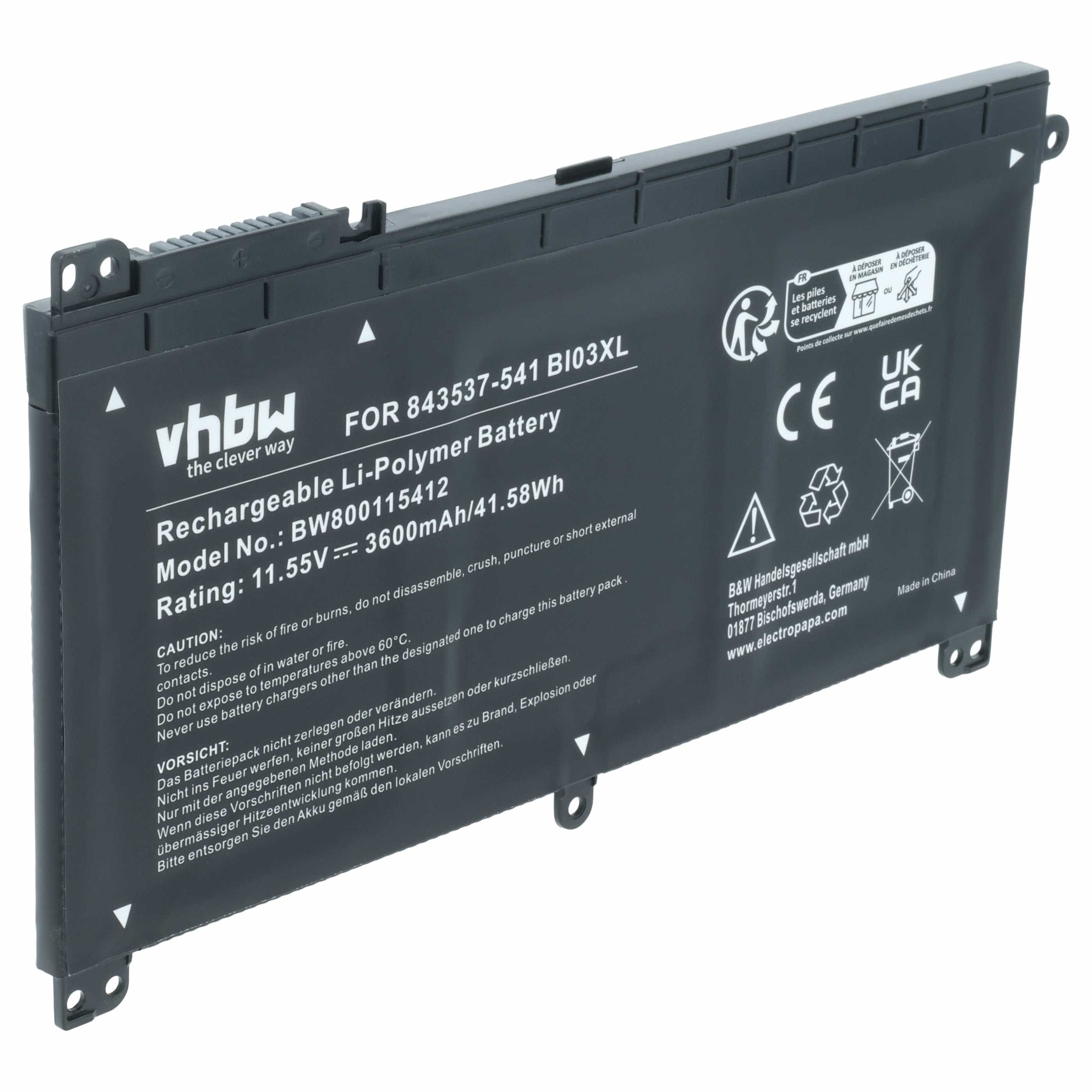 Akumulator do laptopa zamiennik HP 843537-541, 843537-421, 1LT72ES - 3600 mAh 11,55 V Li-Ion, czarny