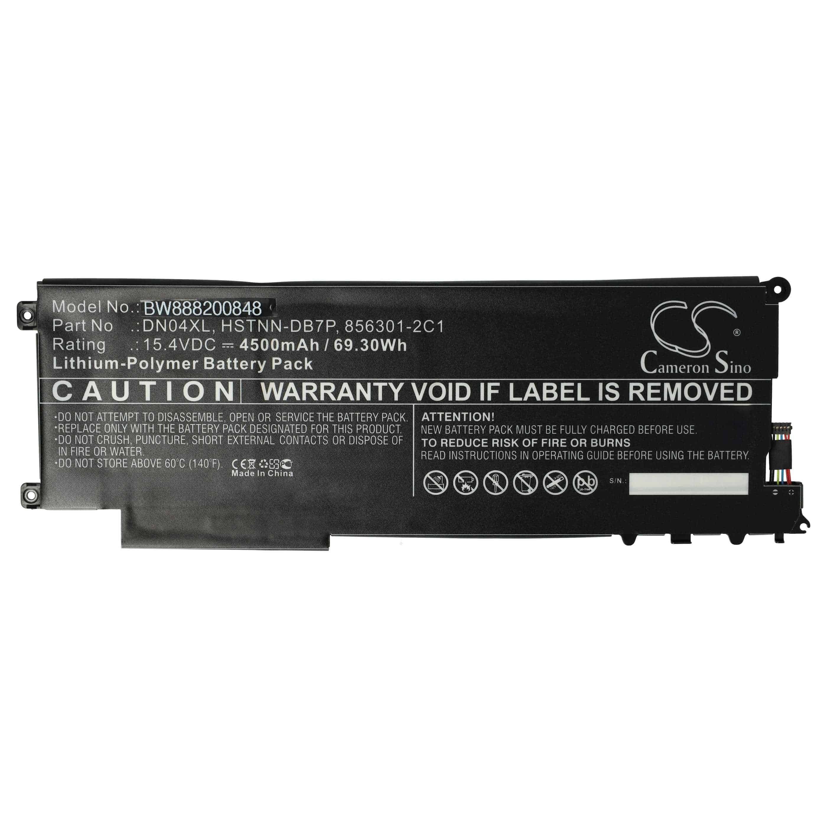 Batterie remplace HP 856543-855, 856301-2C1 pour ordinateur portable - 4500mAh 15,4V Li-polymère, noir