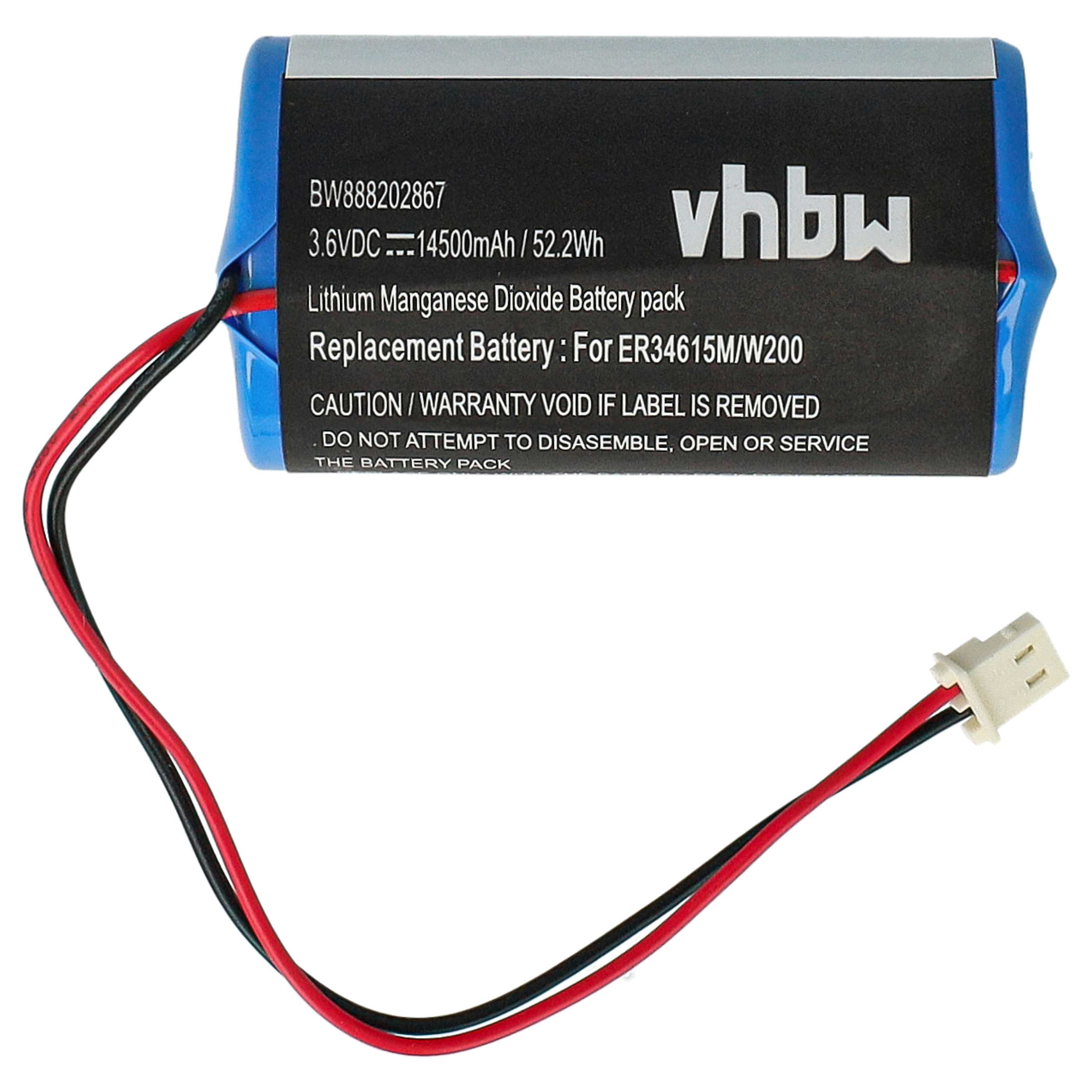 2x Bateria do alarmu zamiennik Visonic 0-9912-K, ER34615M, ER34615M/W200, 88030498 - 14500 mAh 3,6 V Li-SOCl2