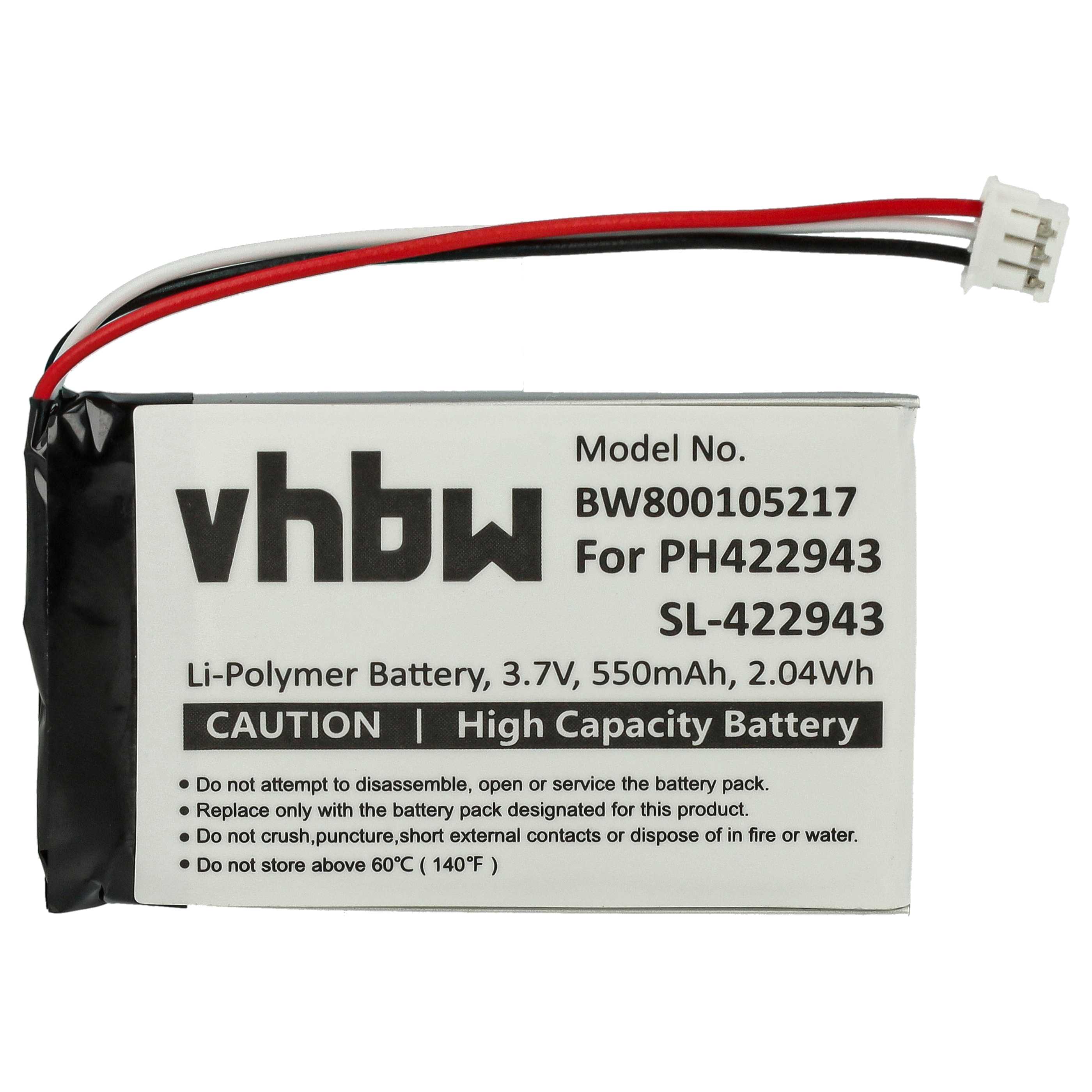Batterie remplace Philips PH422943 pour téléphone Philips - 550mAh 3,7V Li-ion