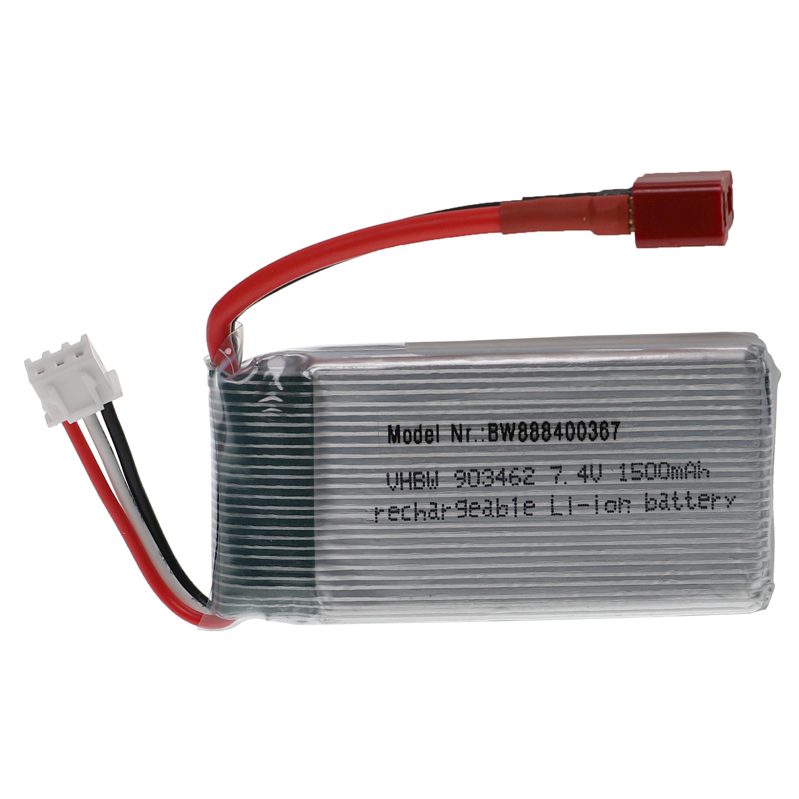 Batterie pour modèle radio-télécommandé - 1500mAh 7,4V Li-polymère, T-connecteur AWG16