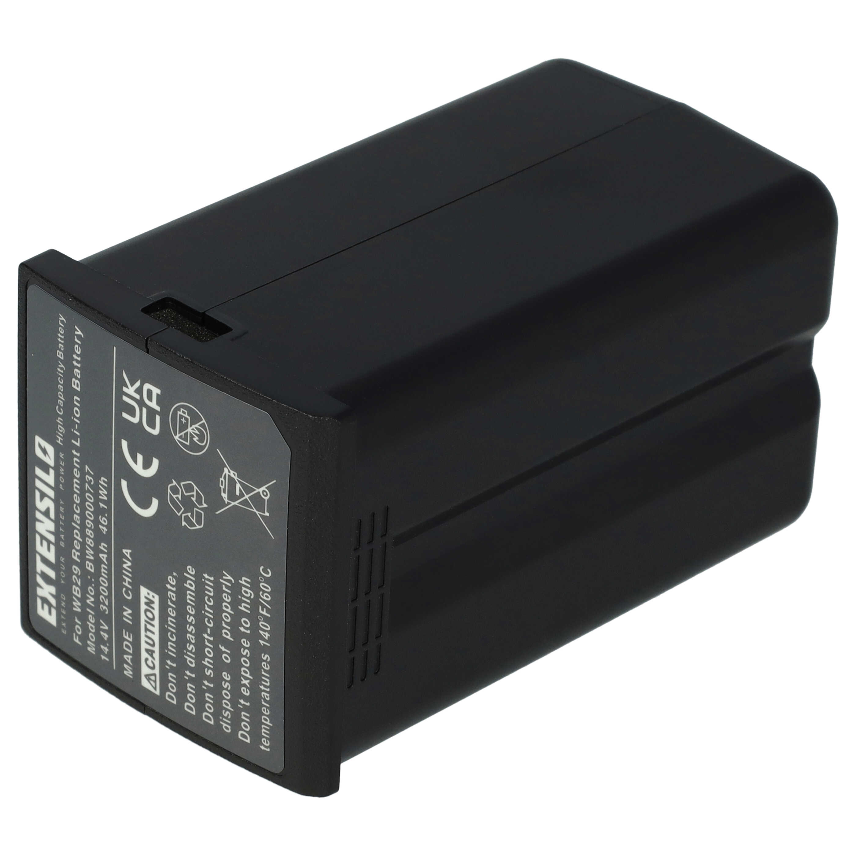 Camera Flash Unit Battery Replacement for Godox WB29A, W29, WB29B - 3200mAh 14.4V Li-Ion