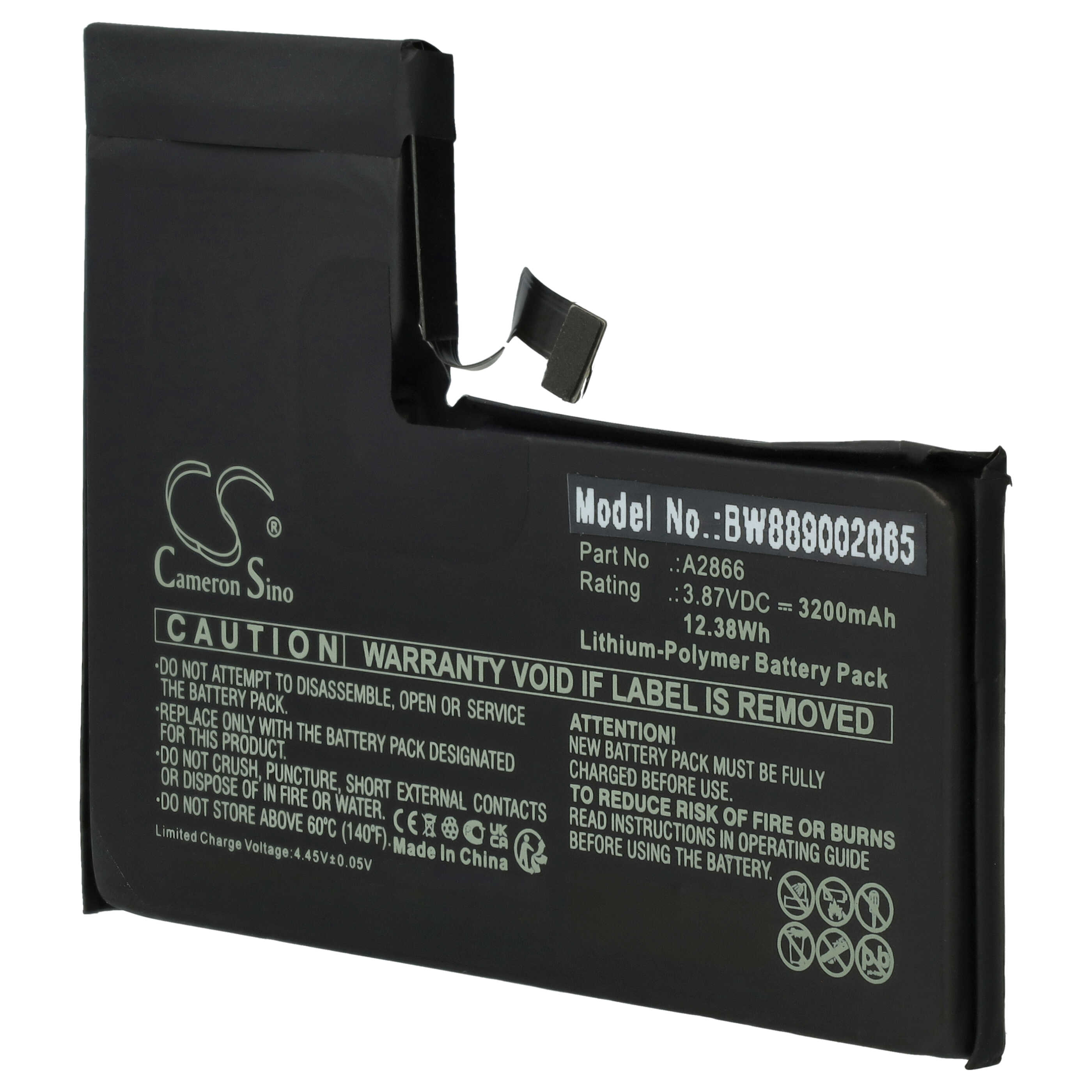 Mobile Phone Battery Replacement for Apple A2866 - 3200mAh 3.87V Li-polymer