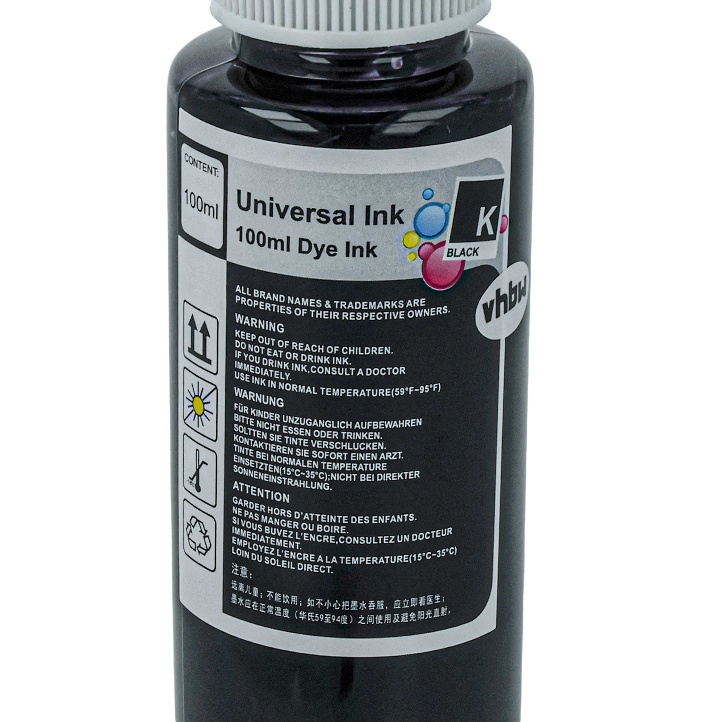 Refill Ink Black suitable for Epson, Brother, HP, Lexmark Printer etc., 100 ml